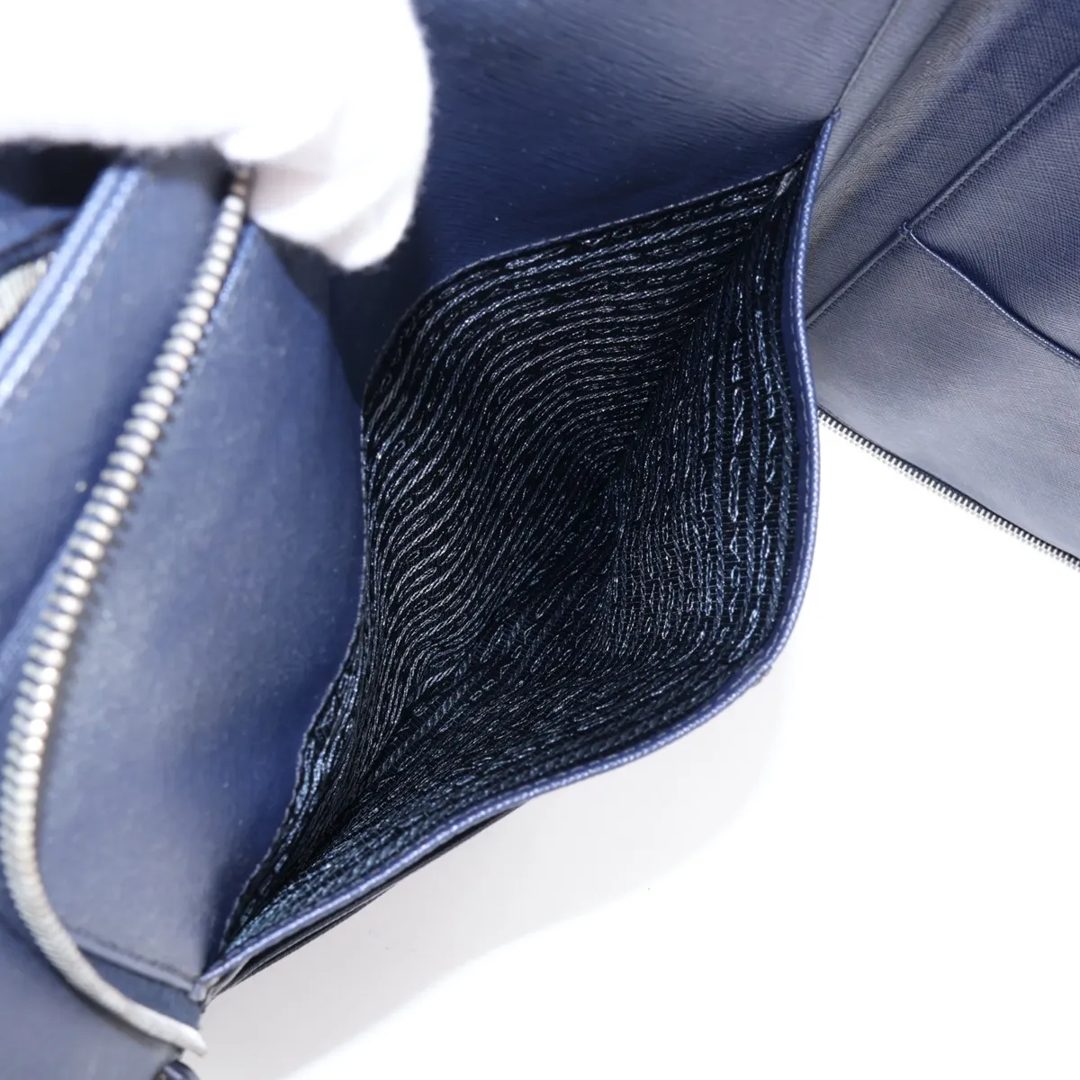 Saffiano Leather Business Bag, Navy — view 10