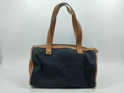 Canvas x Leather Mini Boston Bag