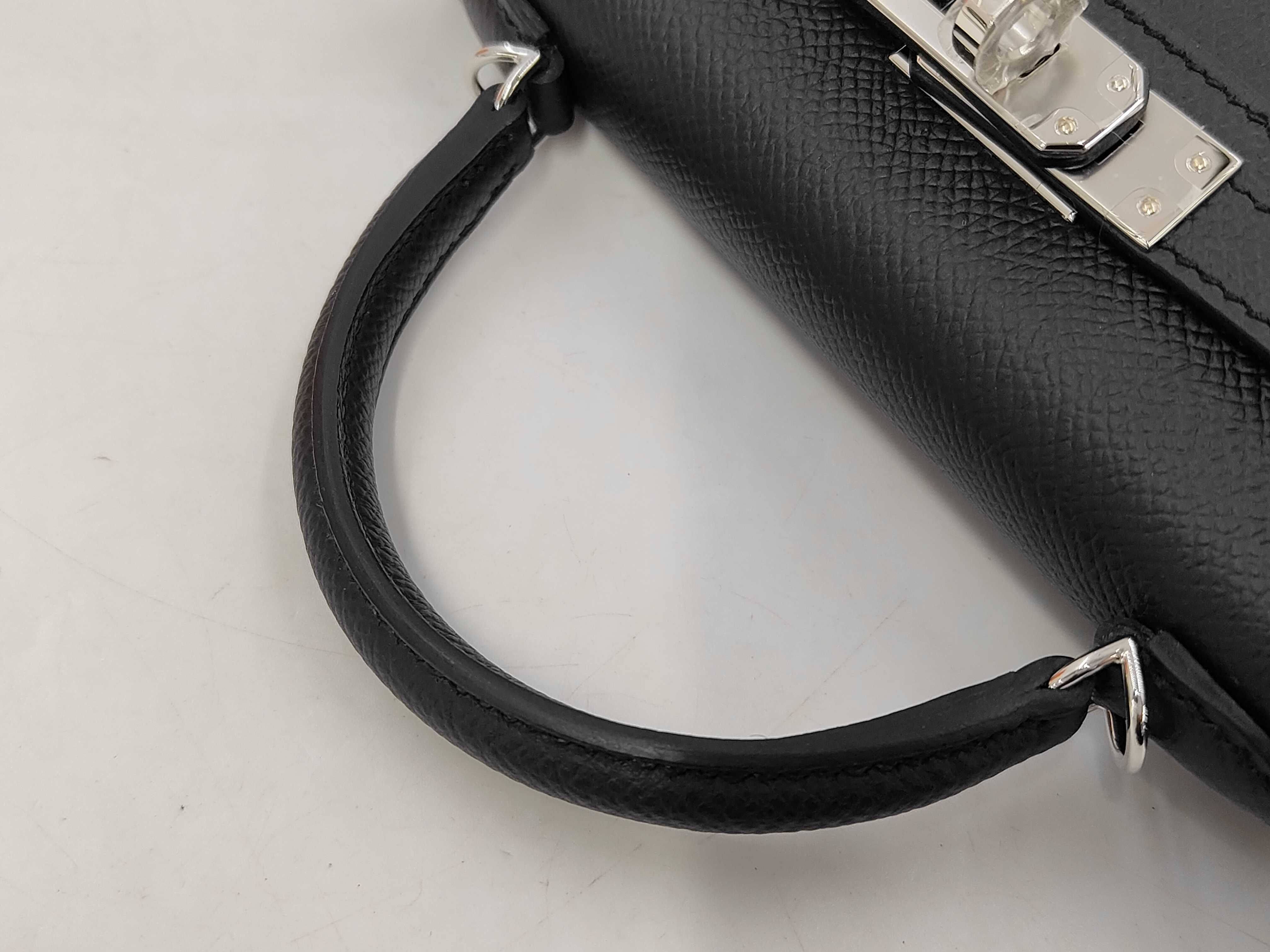 Mini Kelly Epsom Leather Handbag, Black, Silver Hardware, G Stamp — view 3