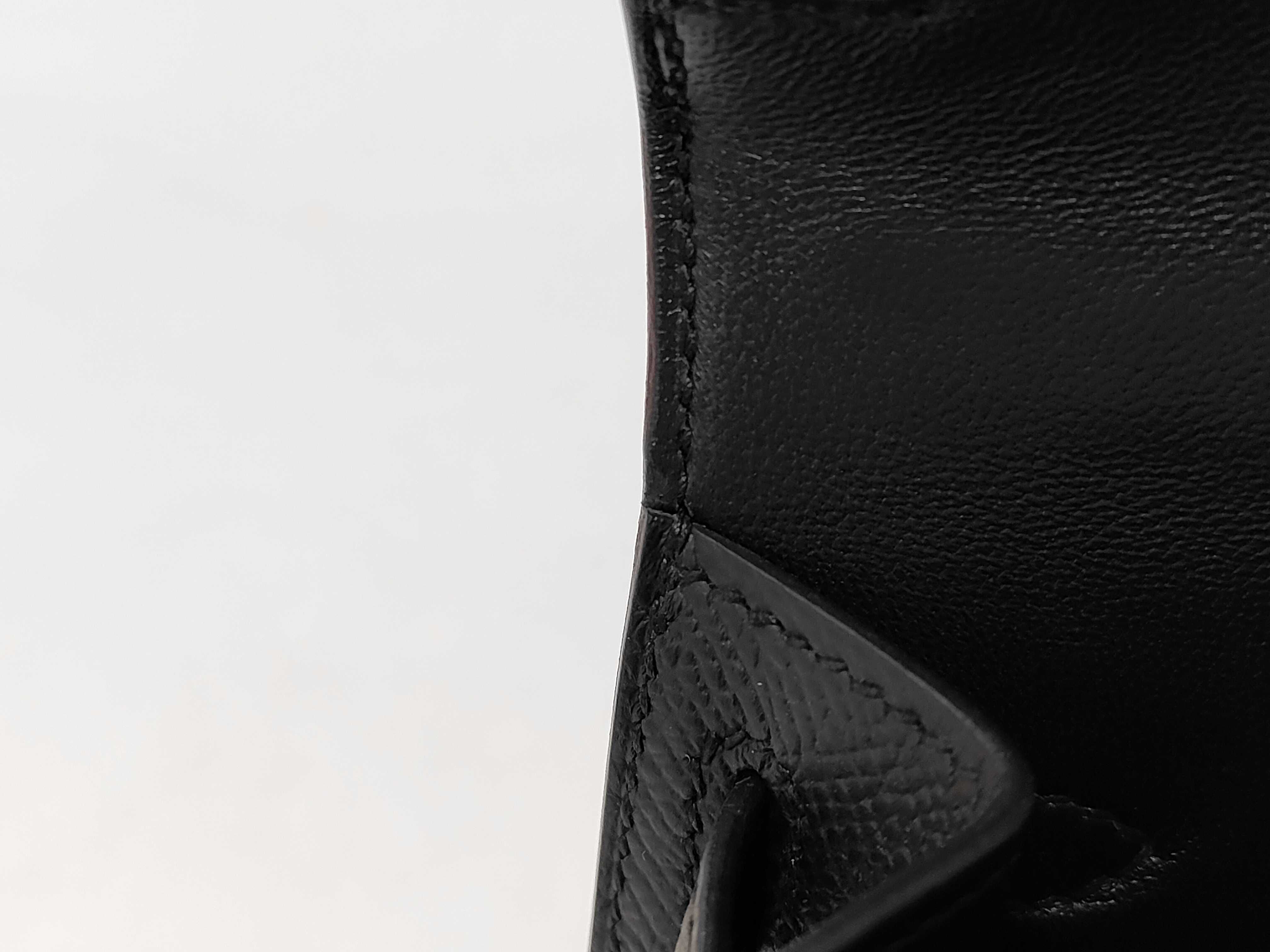 Mini Kelly Epsom Leather Handbag, Black, Silver Hardware, G Stamp — view 10