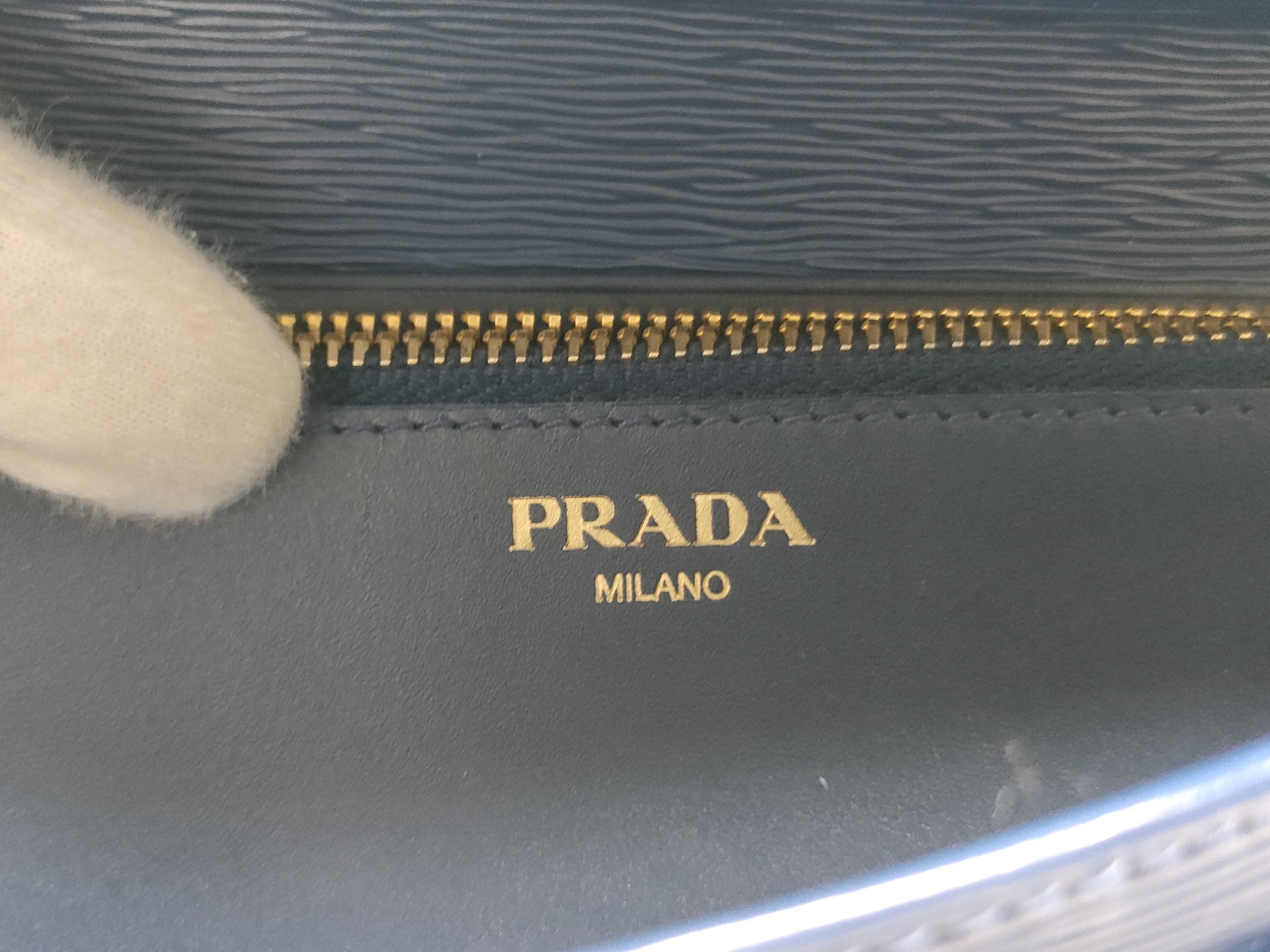 Blue Saffiano Gold Lettering Logo Long Wallet 1MH132 Wallet — view 12