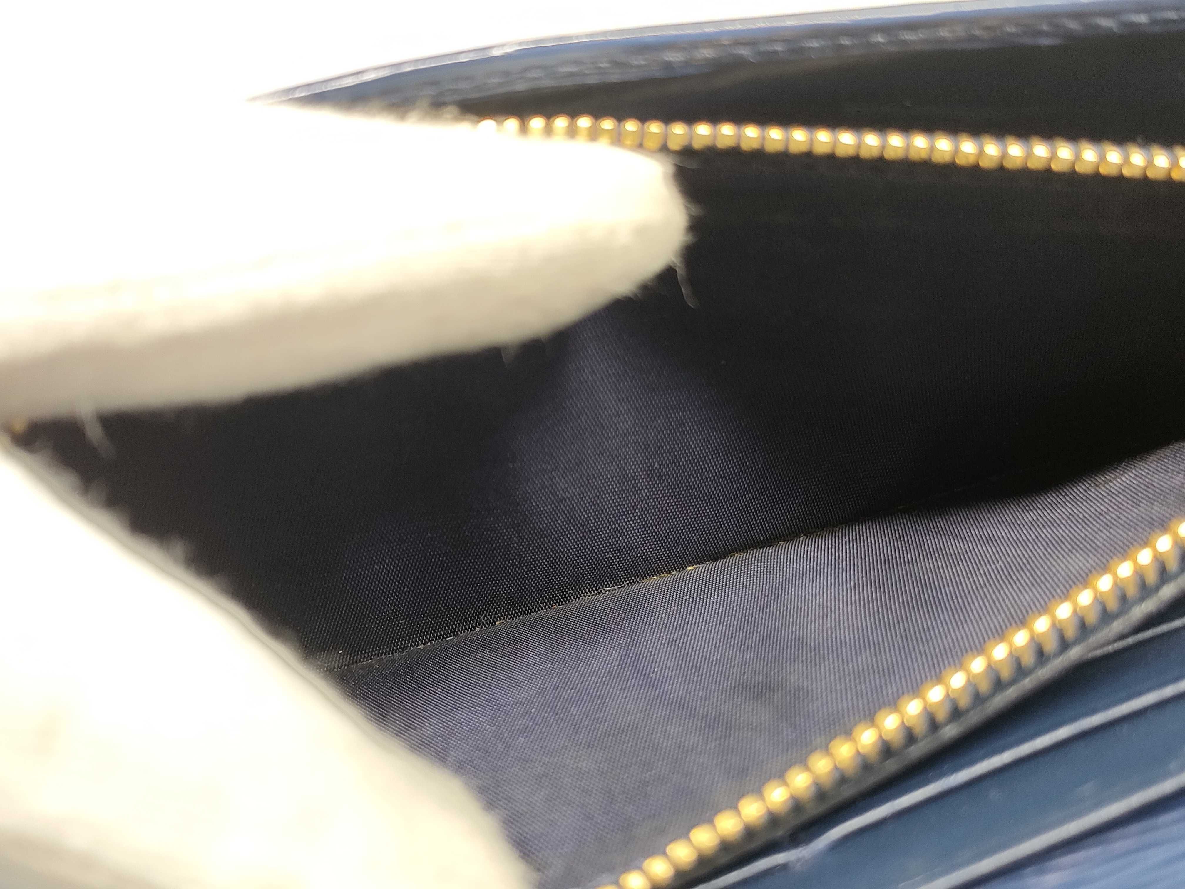 Blue Saffiano Gold Lettering Logo Long Wallet 1MH132 Wallet — view 10