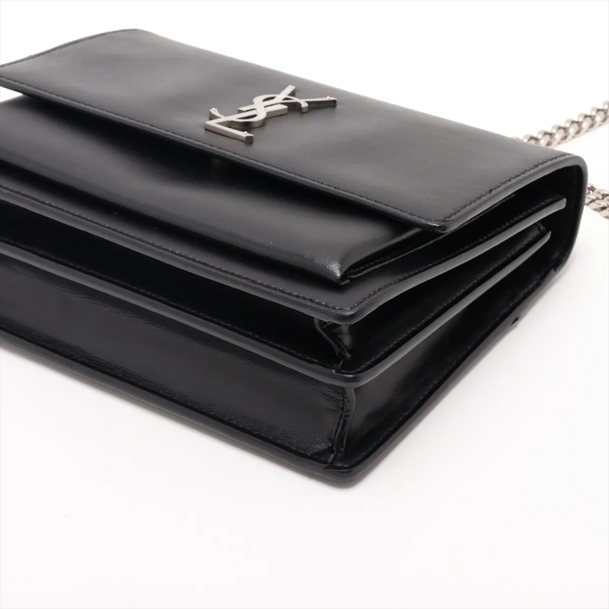 Sunset 442906 Leather Chain Shoulder Bag, Black — view 3