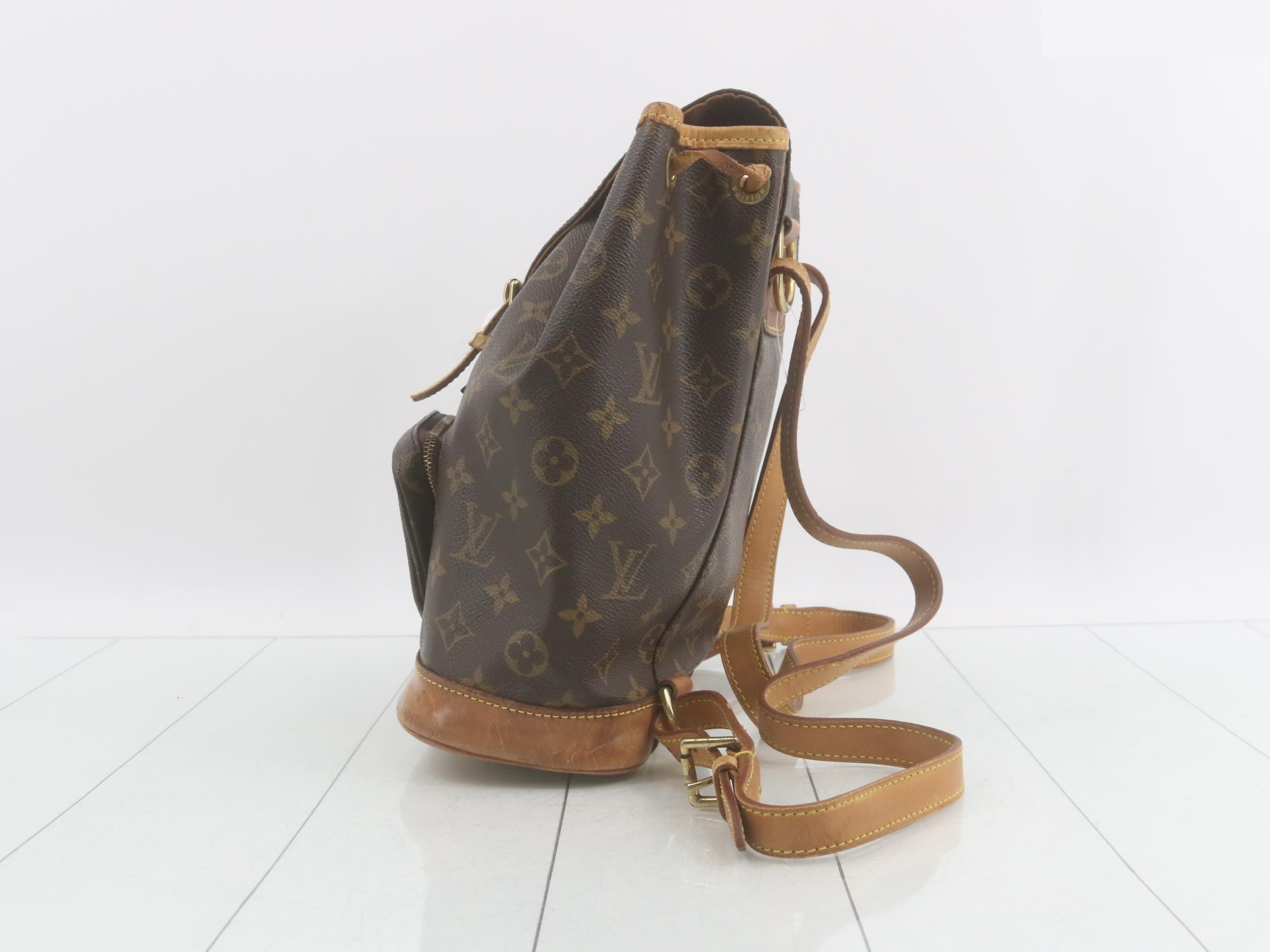 Monogram Montsouris MM Backpack with Drawstring Bag, Brown — view 3