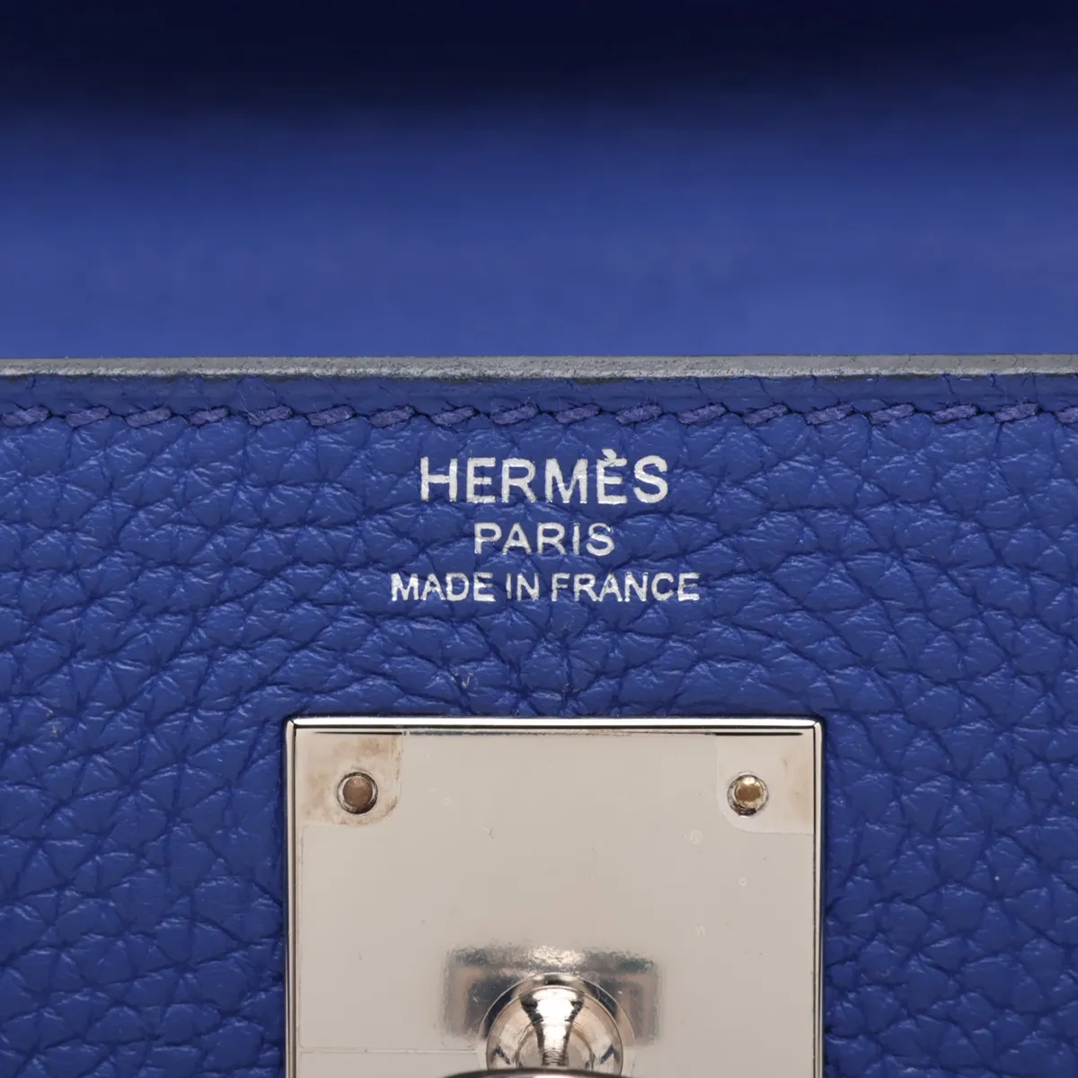 [Individually packaged] Hermes Kelly 28 Trot Togo x Box Calf Blue Electric x Blue Indigo x Lime Silver Hardware A: 2017 — view 12