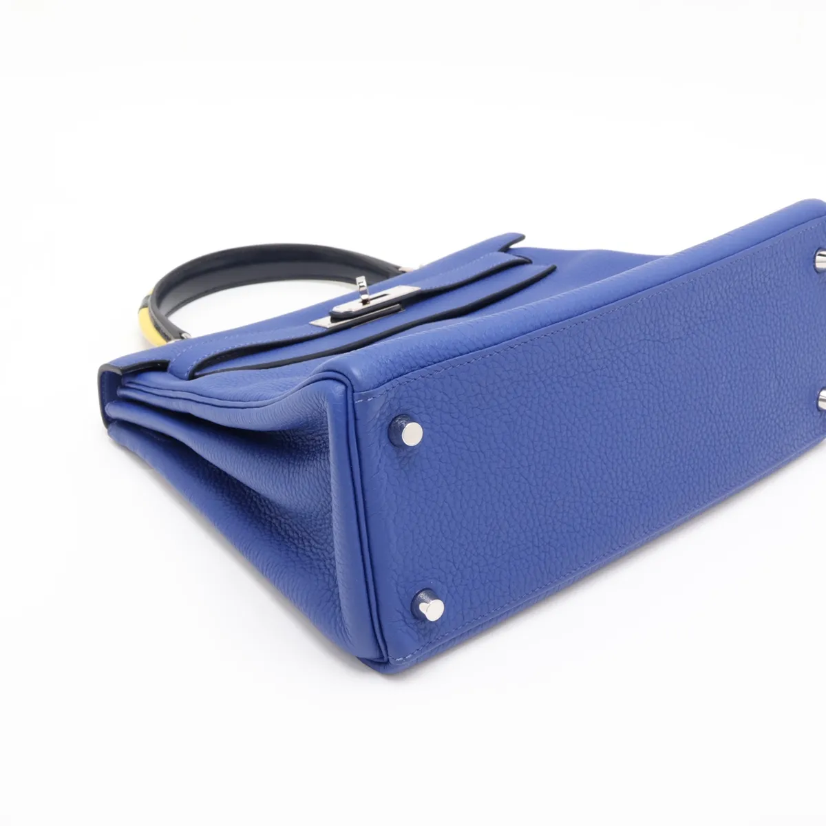 [Individually packaged] Hermes Kelly 28 Trot Togo x Box Calf Blue Electric x Blue Indigo x Lime Silver Hardware A: 2017 — view 4