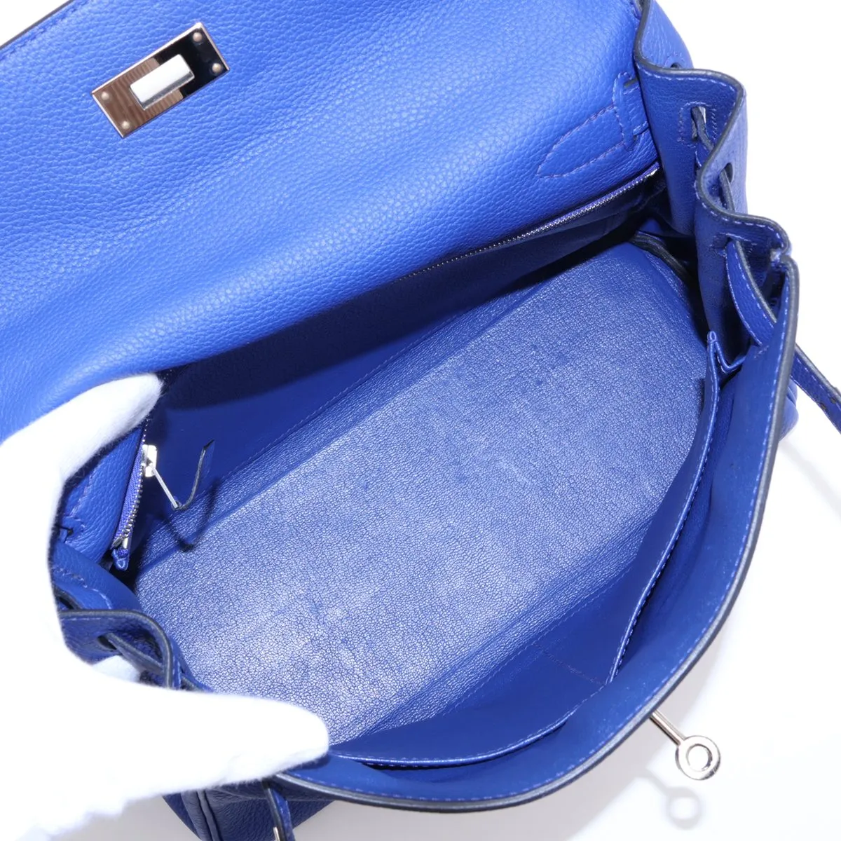 [Individually packaged] Hermes Kelly 28 Trot Togo x Box Calf Blue Electric x Blue Indigo x Lime Silver Hardware A: 2017 — view 8