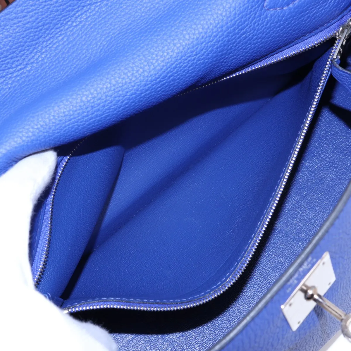 [Individually packaged] Hermes Kelly 28 Trot Togo x Box Calf Blue Electric x Blue Indigo x Lime Silver Hardware A: 2017 — view 9