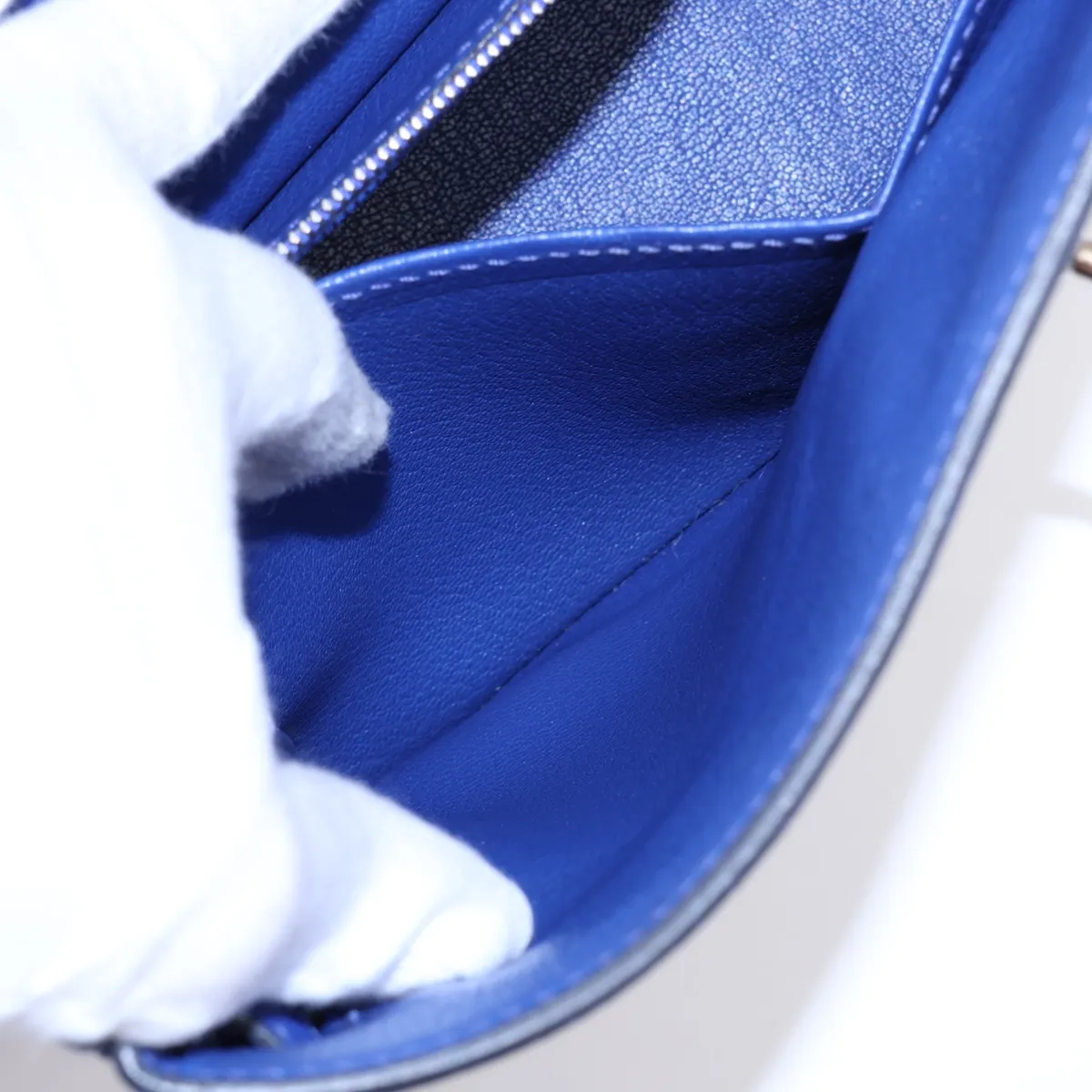 [Individually packaged] Hermes Kelly 28 Trot Togo x Box Calf Blue Electric x Blue Indigo x Lime Silver Hardware A: 2017 — view 10