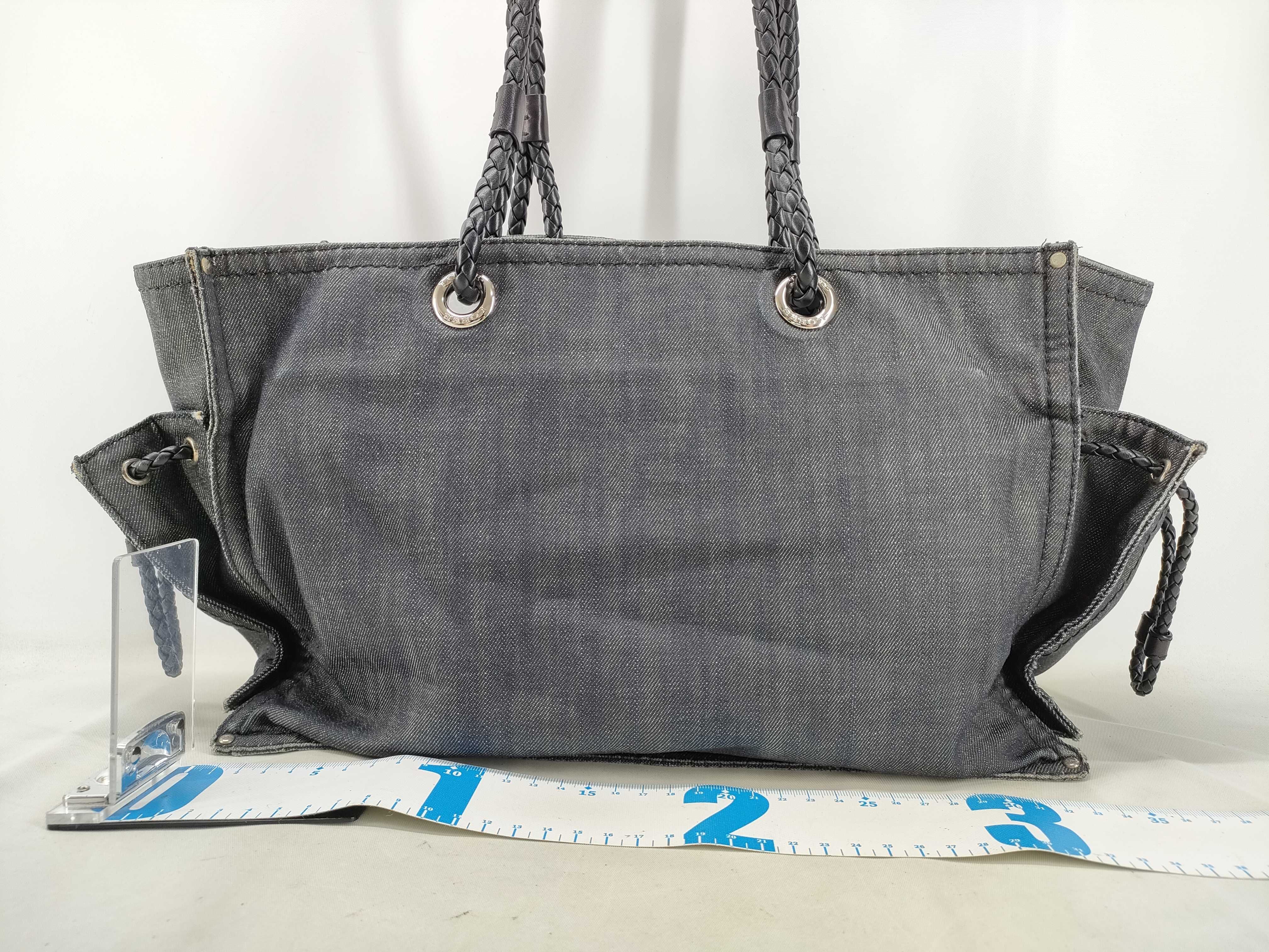 denim shopper tote handbag — view 2