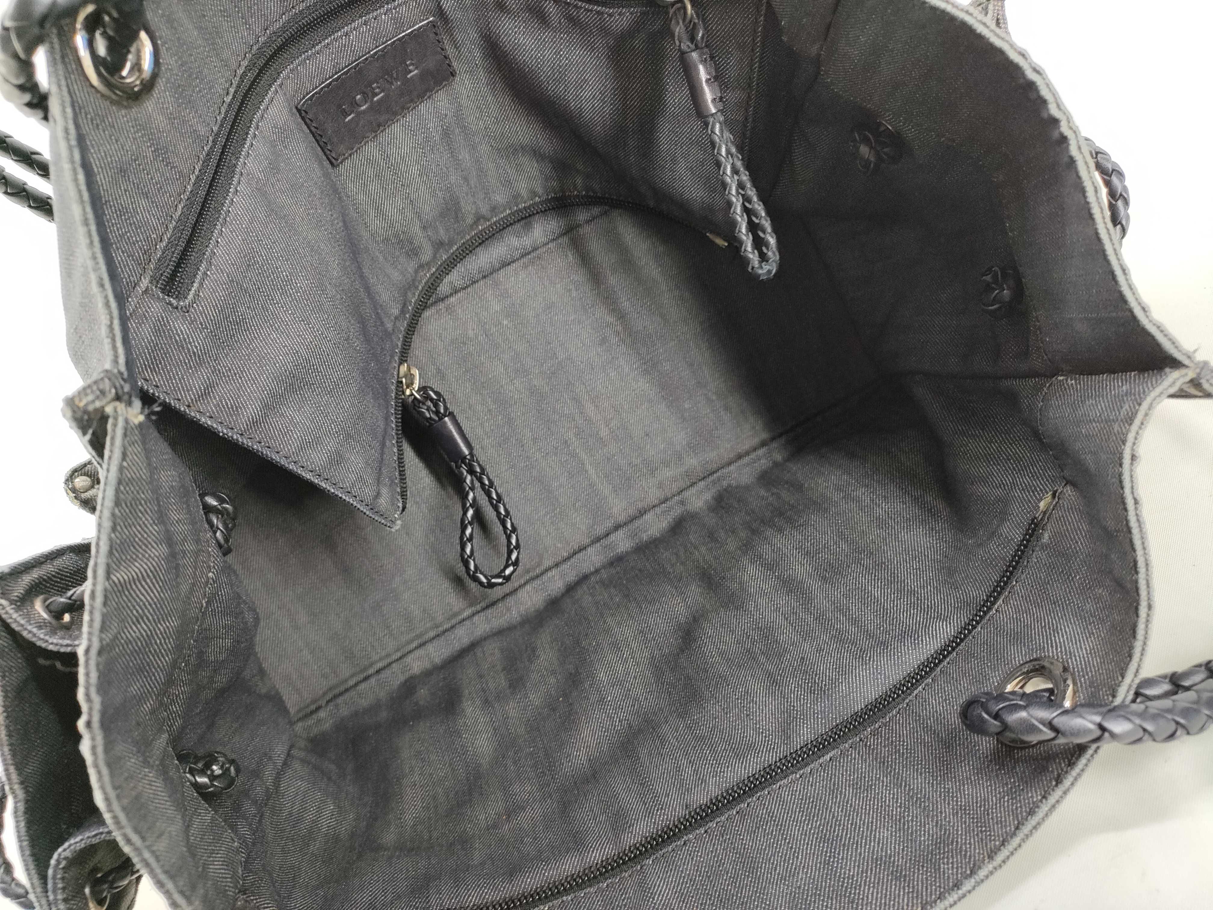 denim shopper tote handbag — view 8