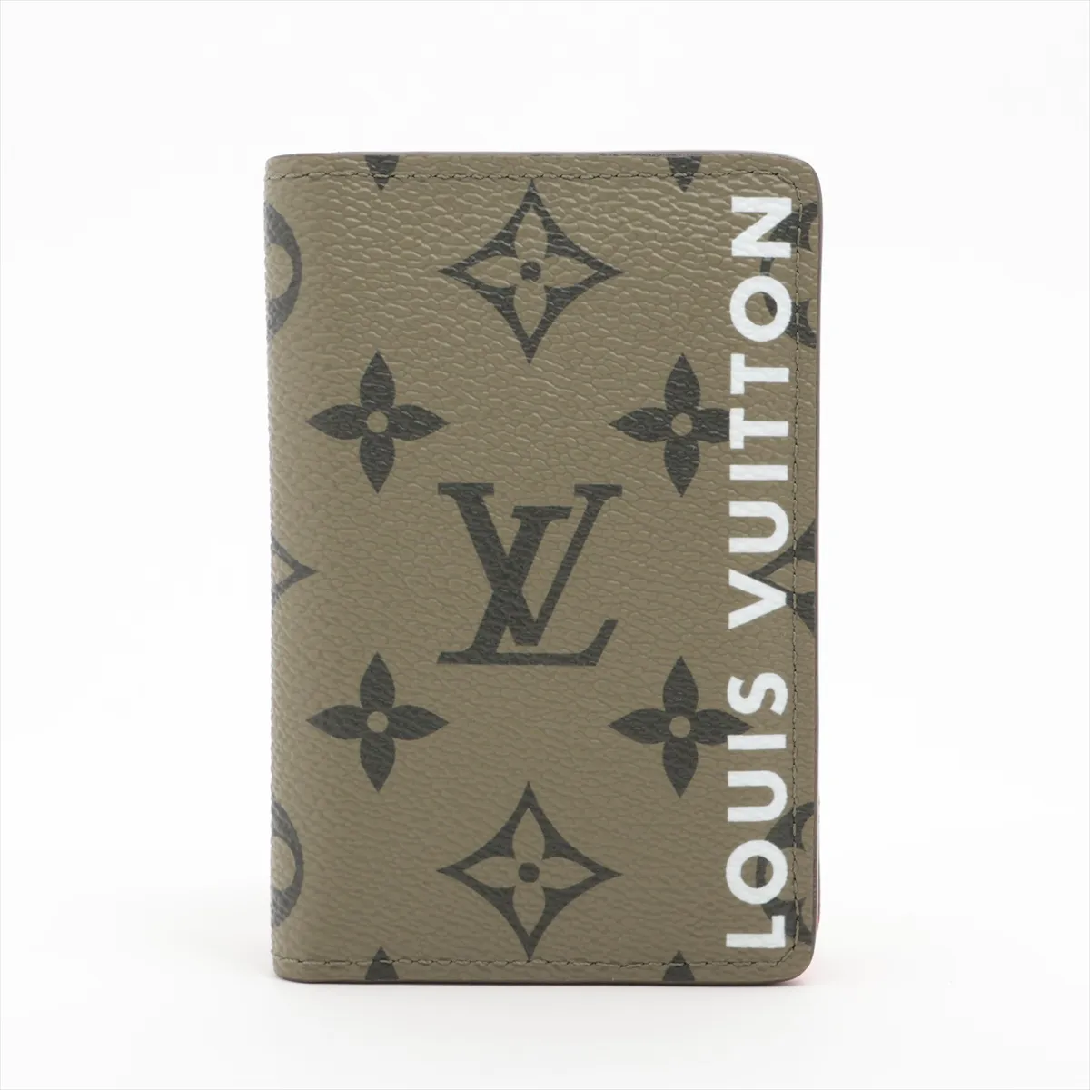 Monogram Organizer de Poche M82797 Khaki x Red Card Case (RFID Activated)