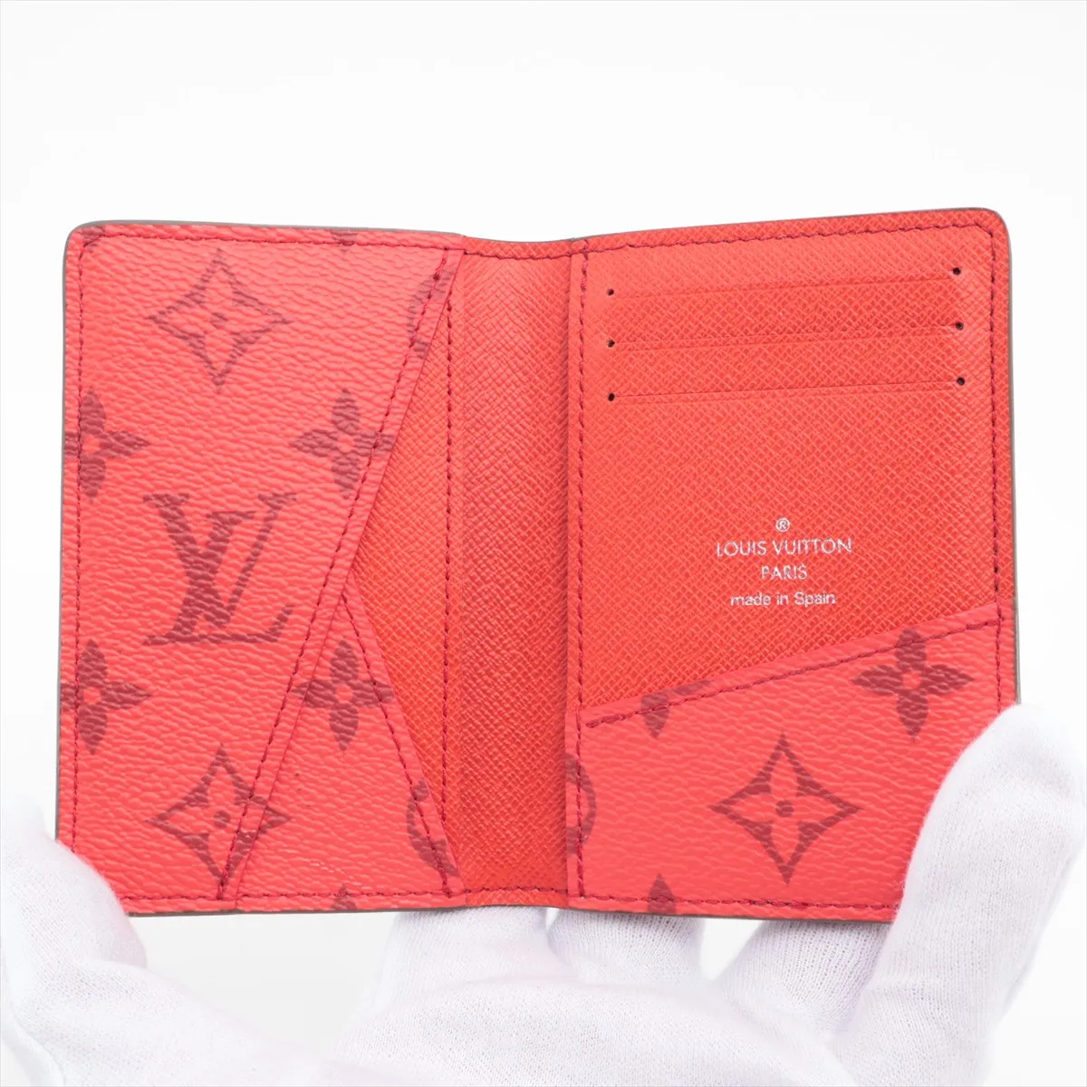 Monogram Organizer de Poche M82797 Khaki x Red Card Case (RFID Activated) — view 3