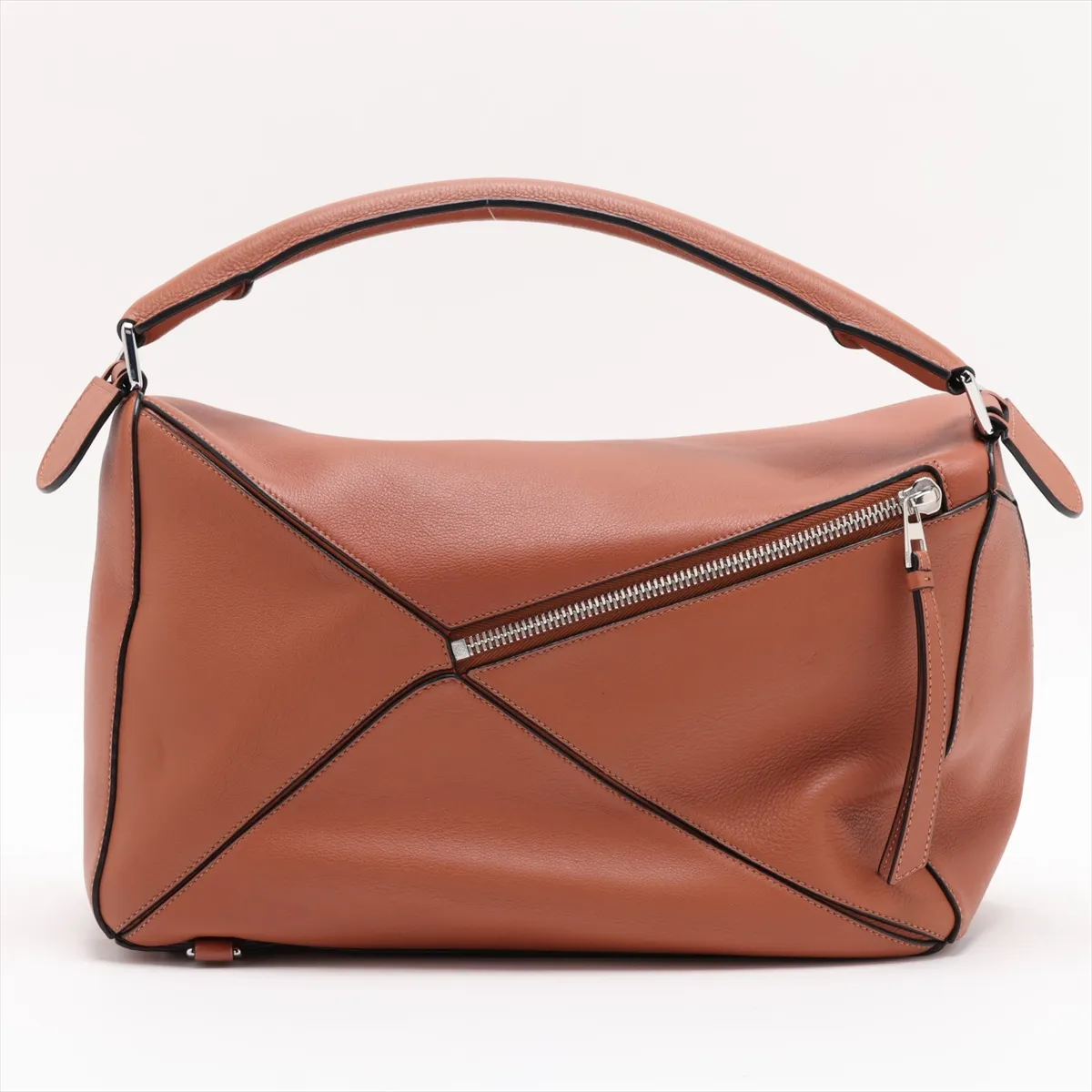 Puzzle Large Leather 2-Way Handbag, Brown — view 2