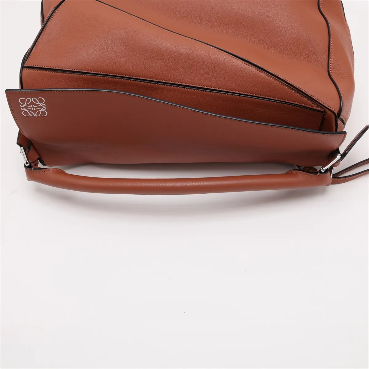 Puzzle Large Leather 2-Way Handbag, Brown — view 5