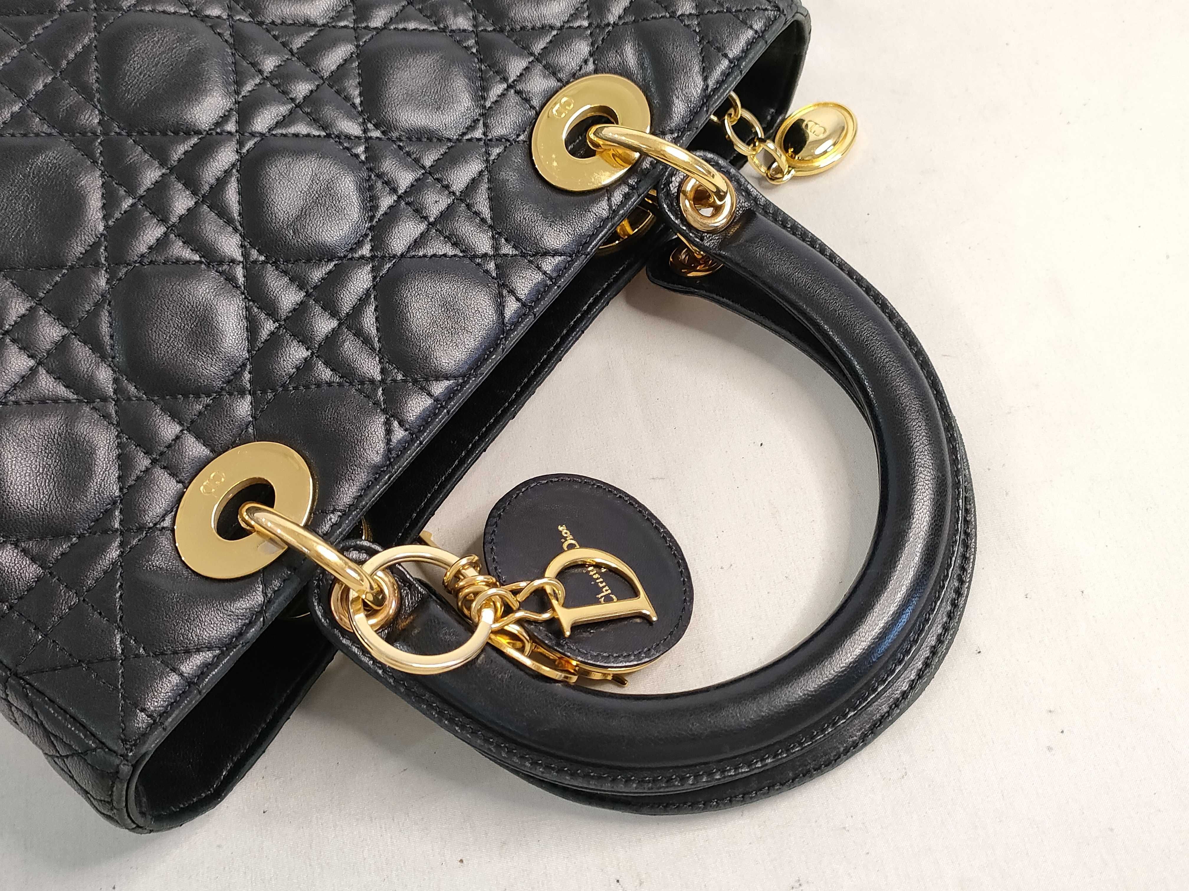Lady Dior Lady handbag black x gold hardware handbag — view 3