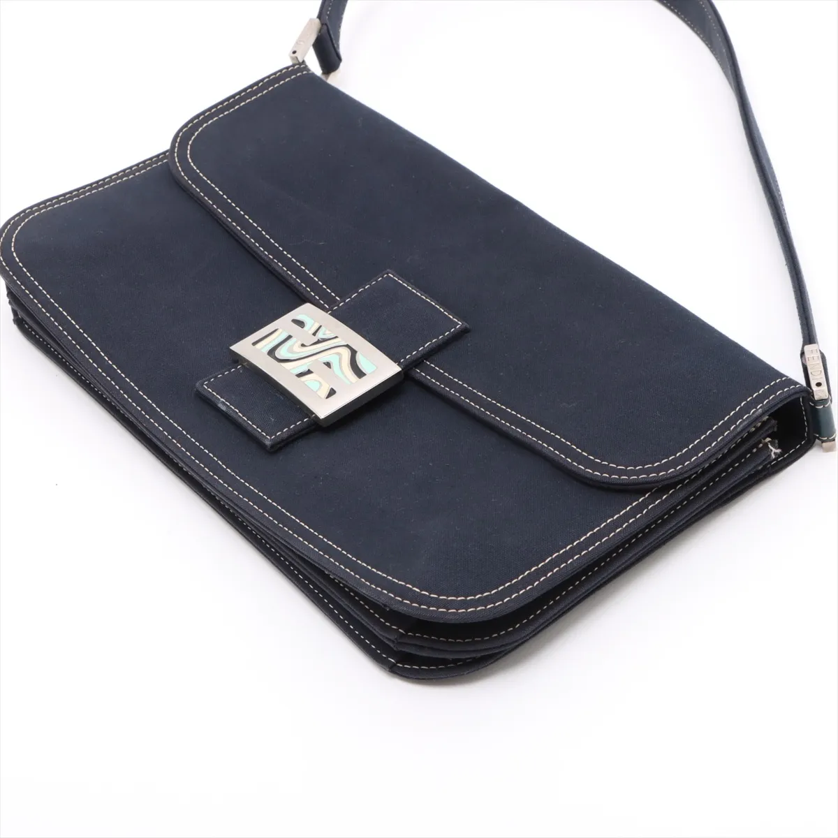 Mamma Bucket Canvas Shoulder Bag, Navy — view 3
