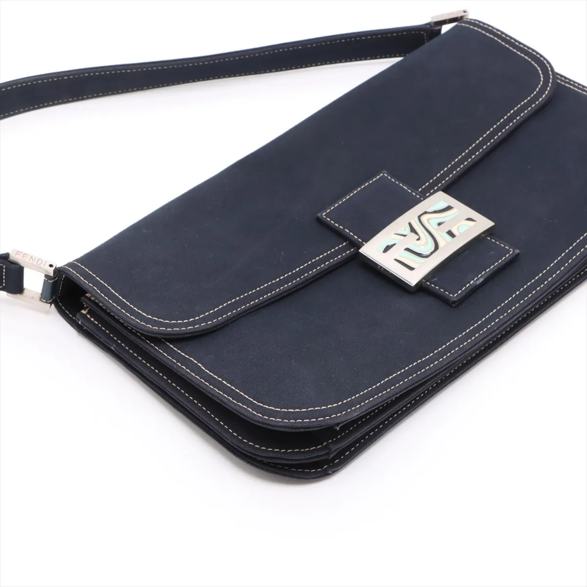 Mamma Bucket Canvas Shoulder Bag, Navy — view 4