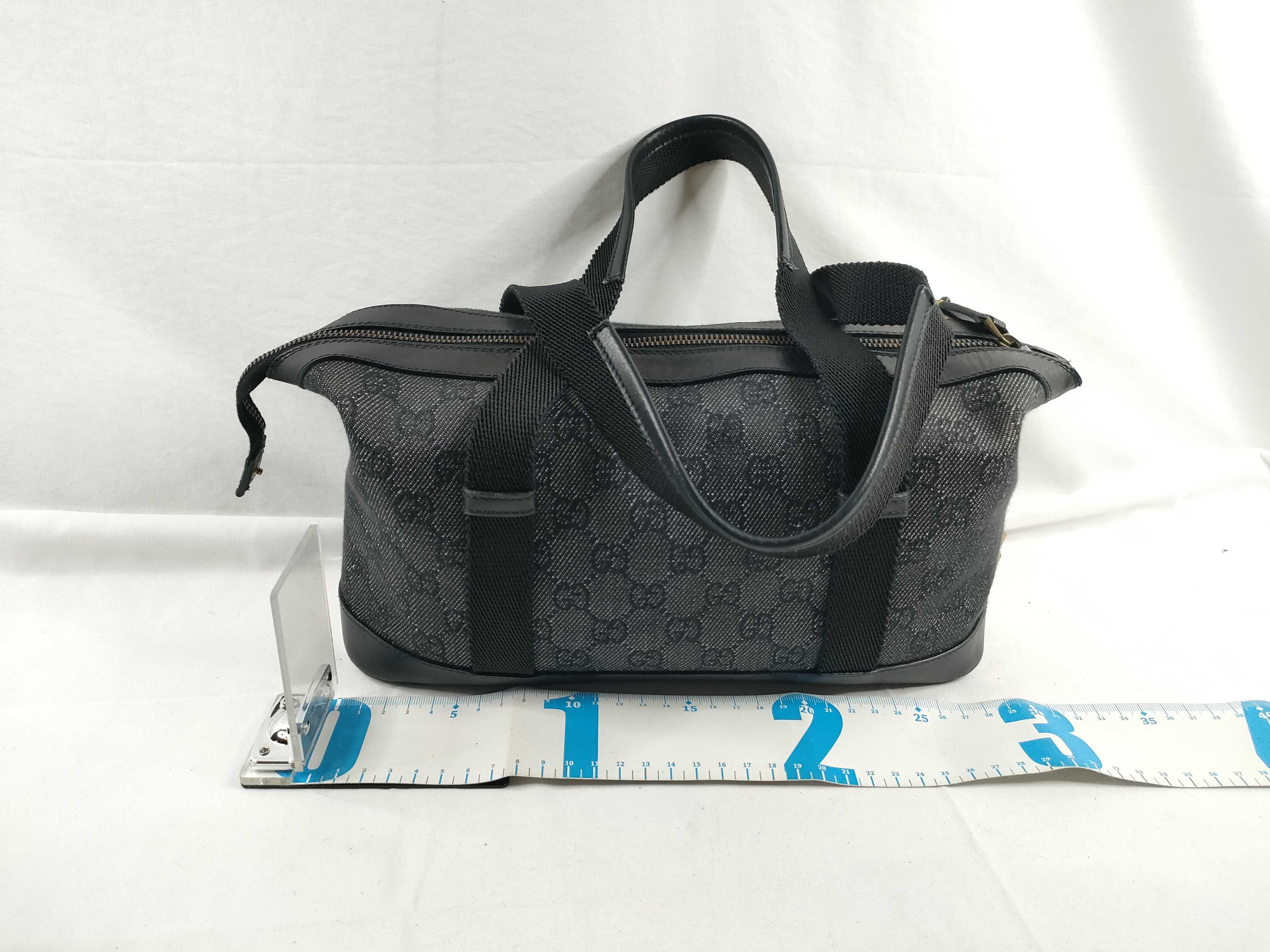 GG Canvas Handbag, Gray/Black — view 2