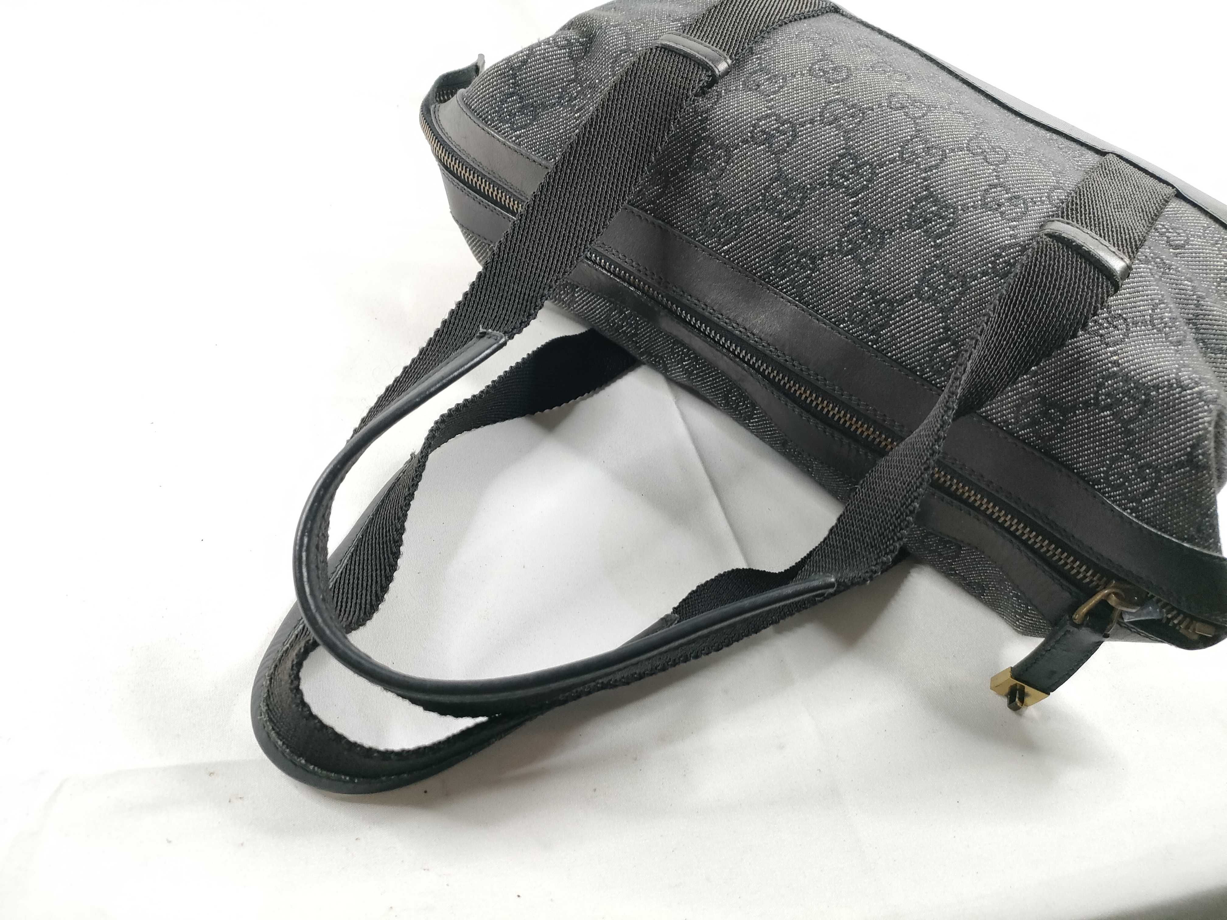 GG Canvas Handbag, Gray/Black — view 6