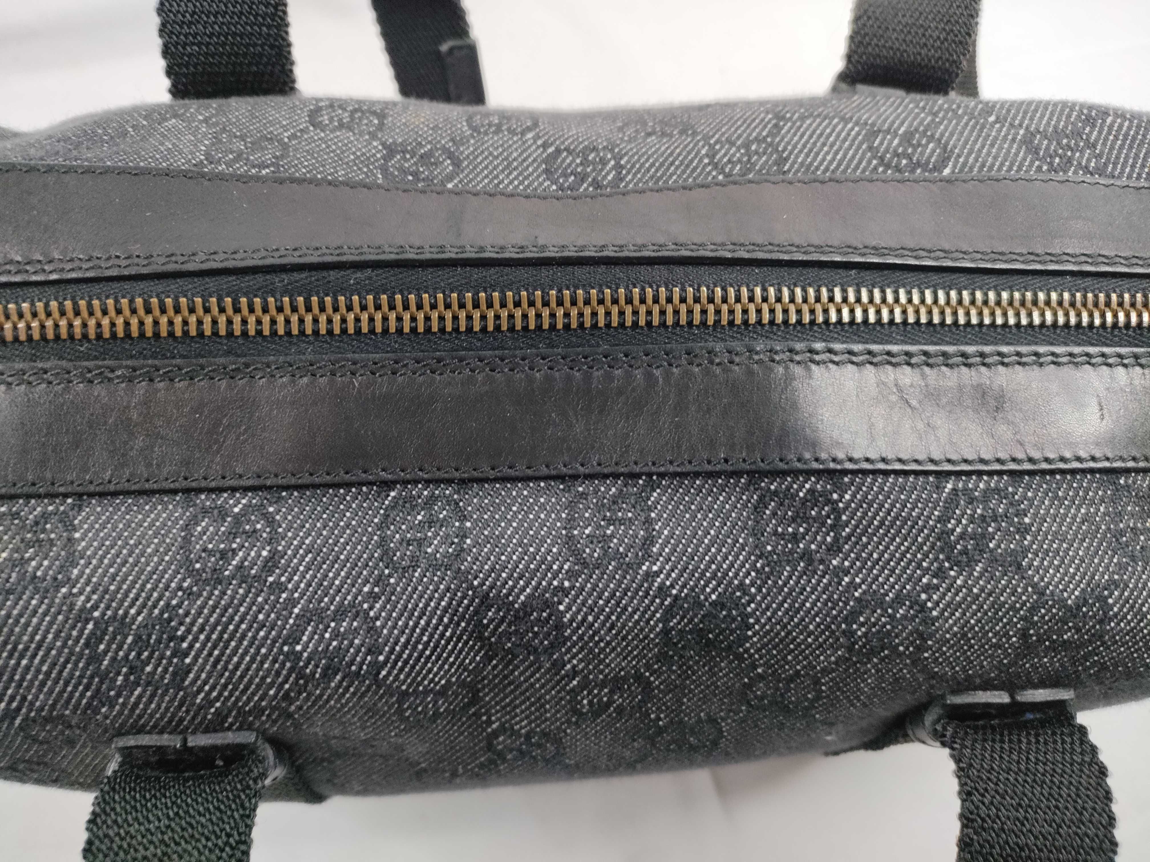 GG Canvas Handbag, Gray/Black — view 9