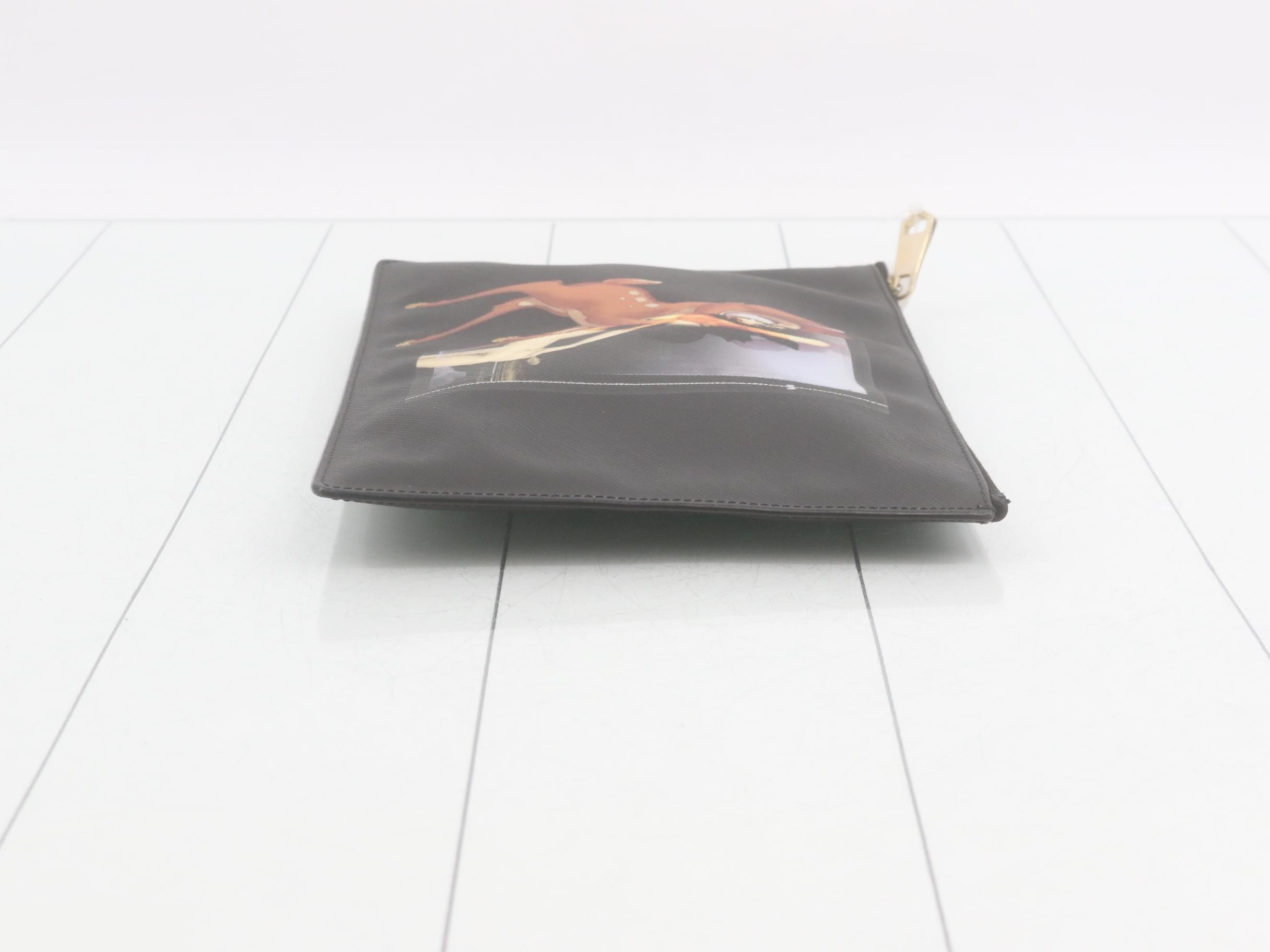 Embossed leather clutch, black — view 3