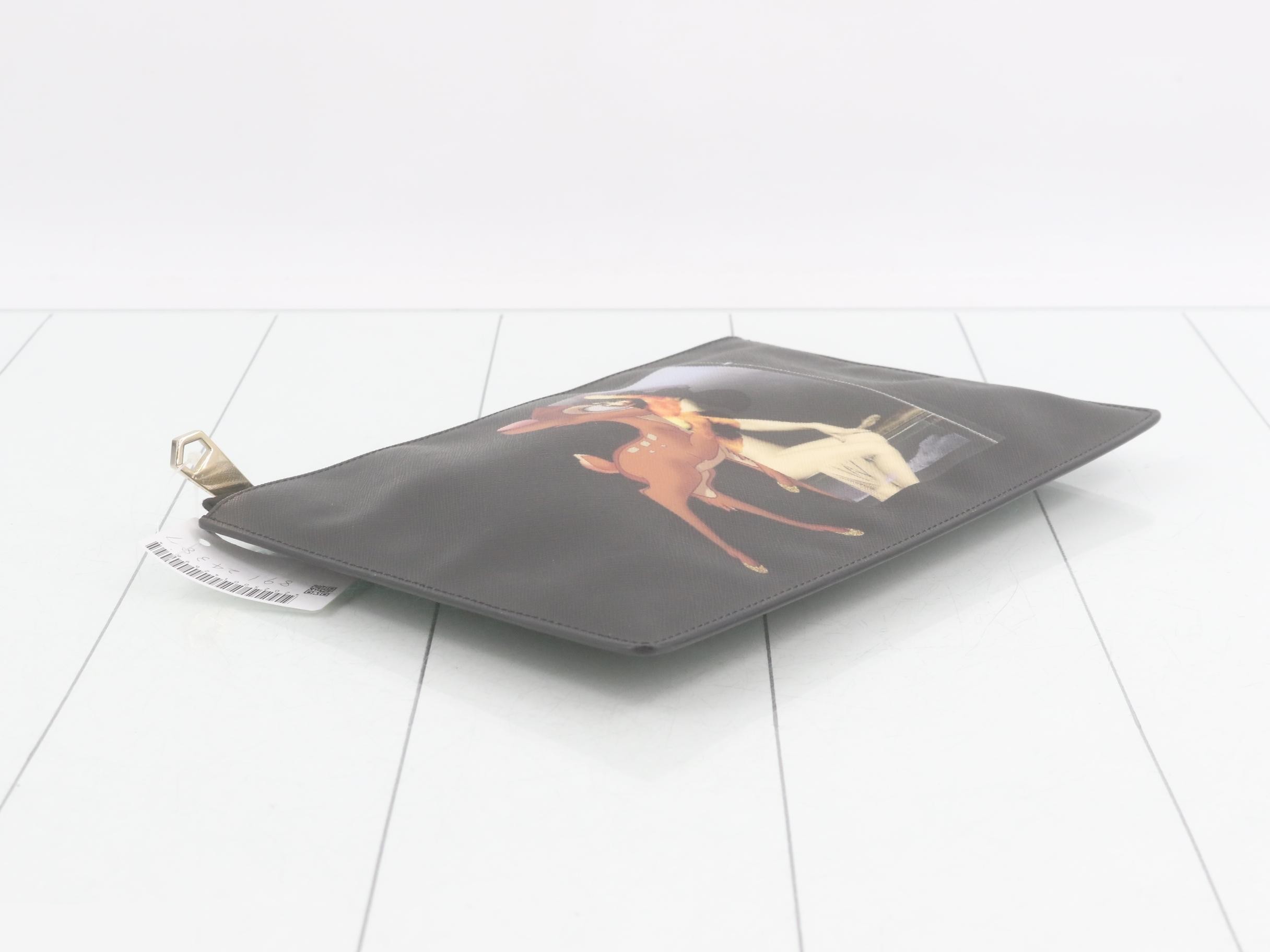 Embossed leather clutch, black — view 5