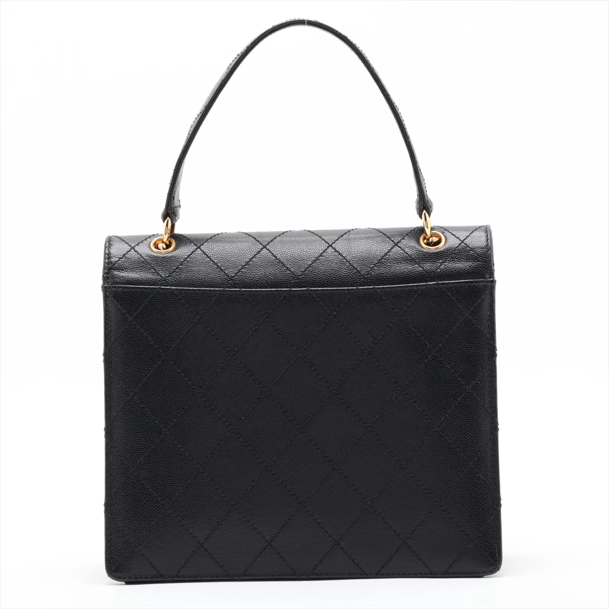Matelassé Caviar Skin Handbag, Black with Gold Hardware, 5247154 (Serial Number 5) — view 2