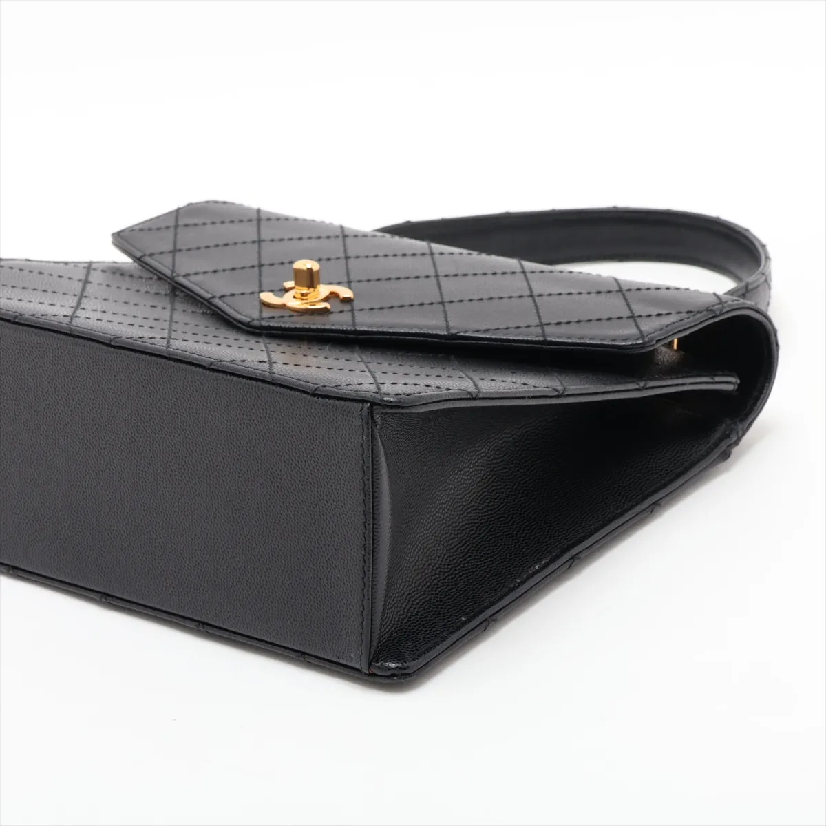 Matelassé Caviar Skin Handbag, Black with Gold Hardware, 5247154 (Serial Number 5) — view 3