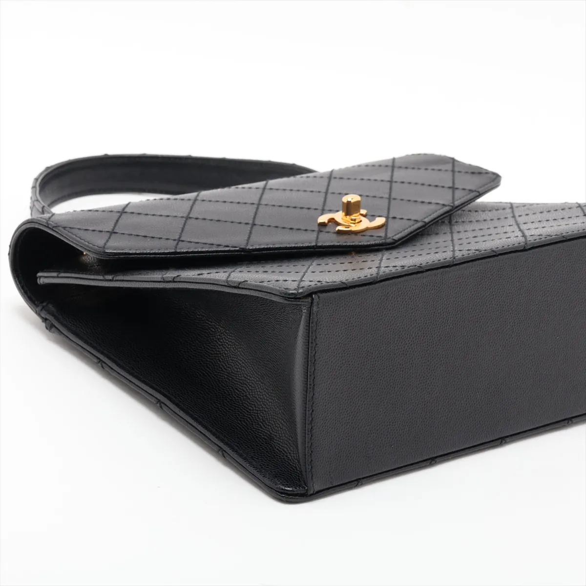 Matelassé Caviar Skin Handbag, Black with Gold Hardware, 5247154 (Serial Number 5) — view 4