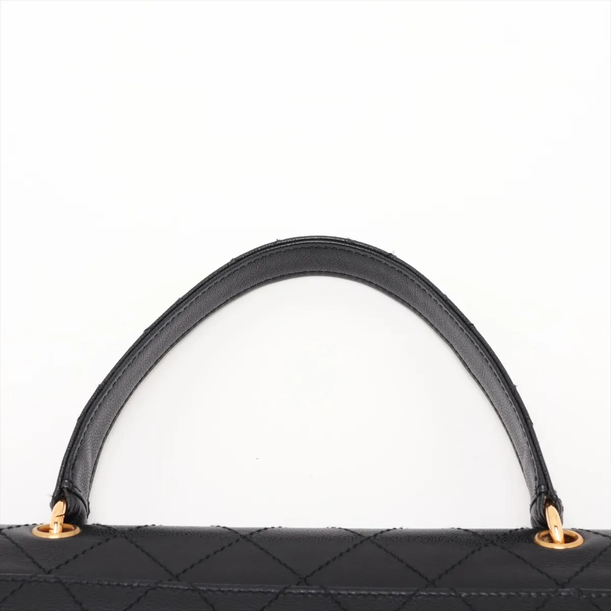 Matelassé Caviar Skin Handbag, Black with Gold Hardware, 5247154 (Serial Number 5) — view 6