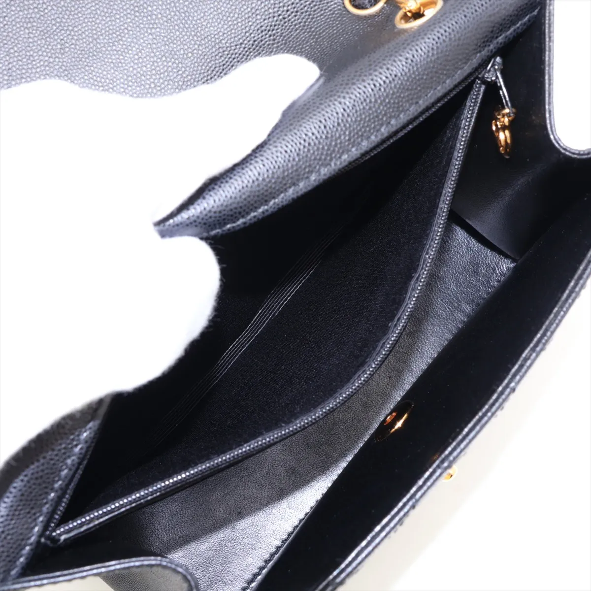 Matelassé Caviar Skin Handbag, Black with Gold Hardware, 5247154 (Serial Number 5) — view 8
