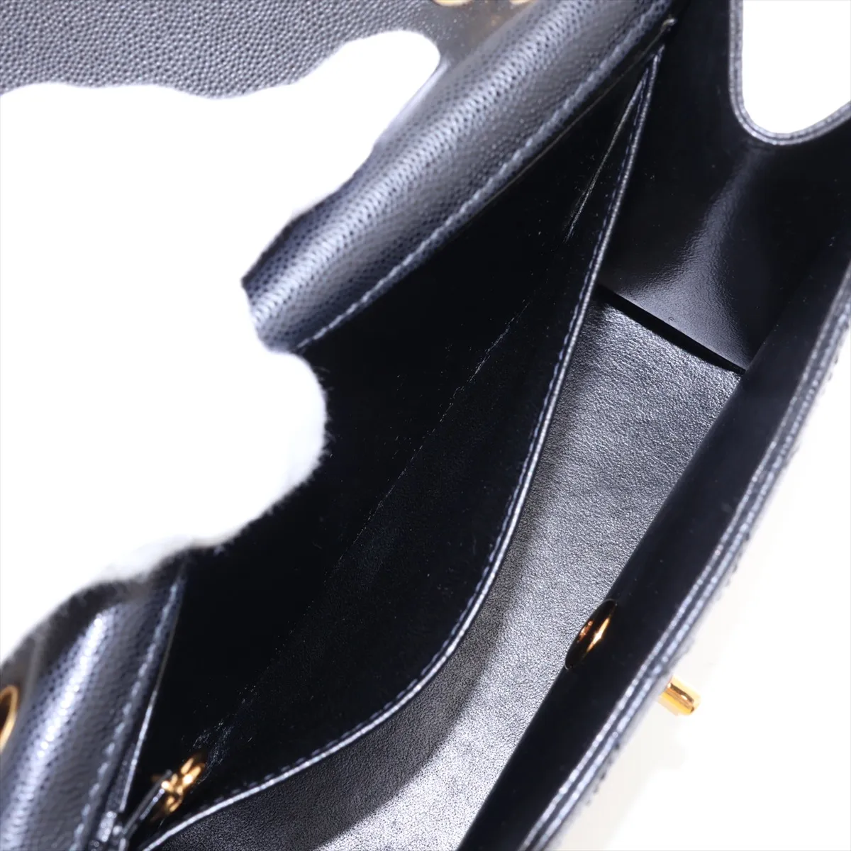 Matelassé Caviar Skin Handbag, Black with Gold Hardware, 5247154 (Serial Number 5) — view 9