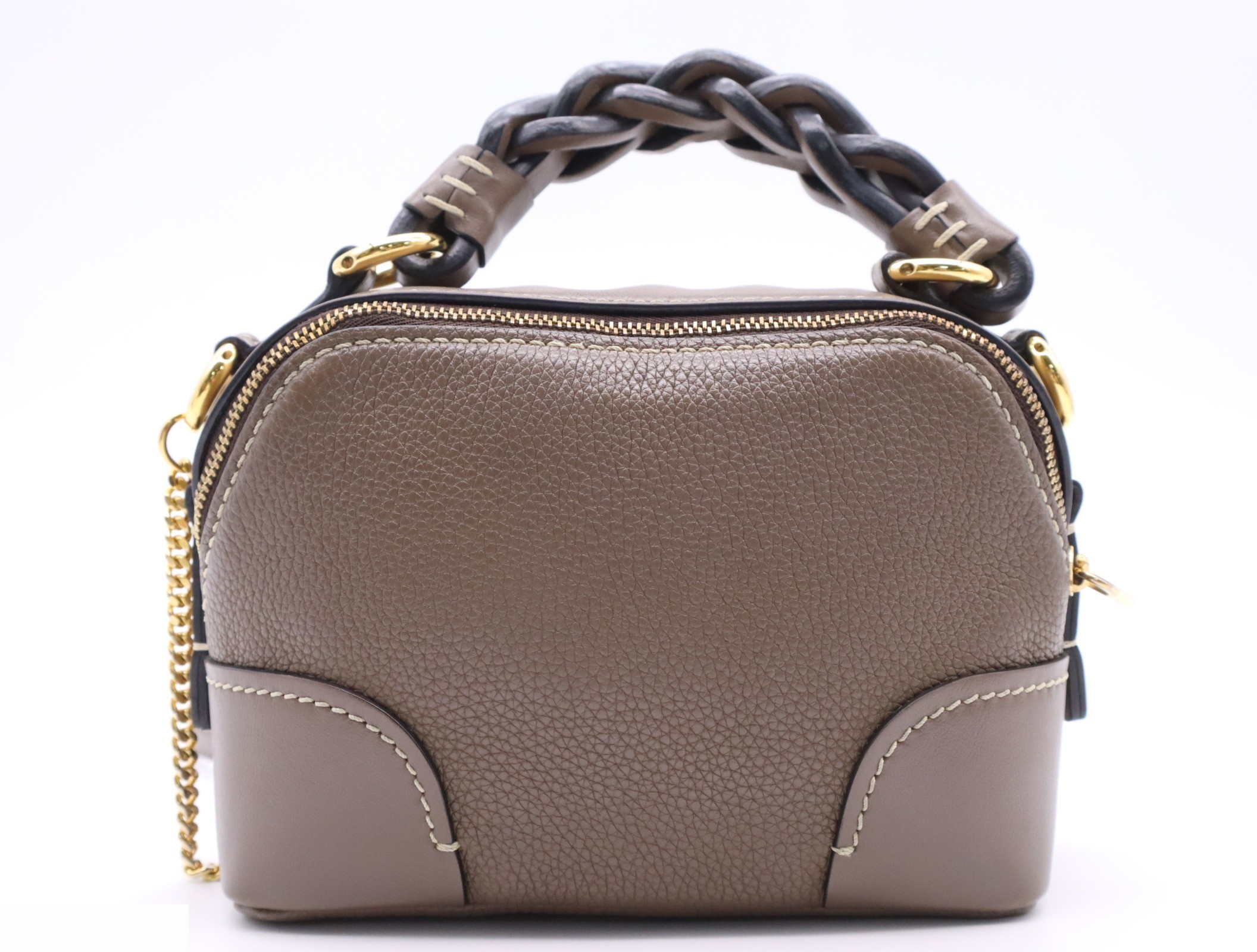 Leather Dahlia Leather 2-Way Handbag Brown Gold Hardware — view 2