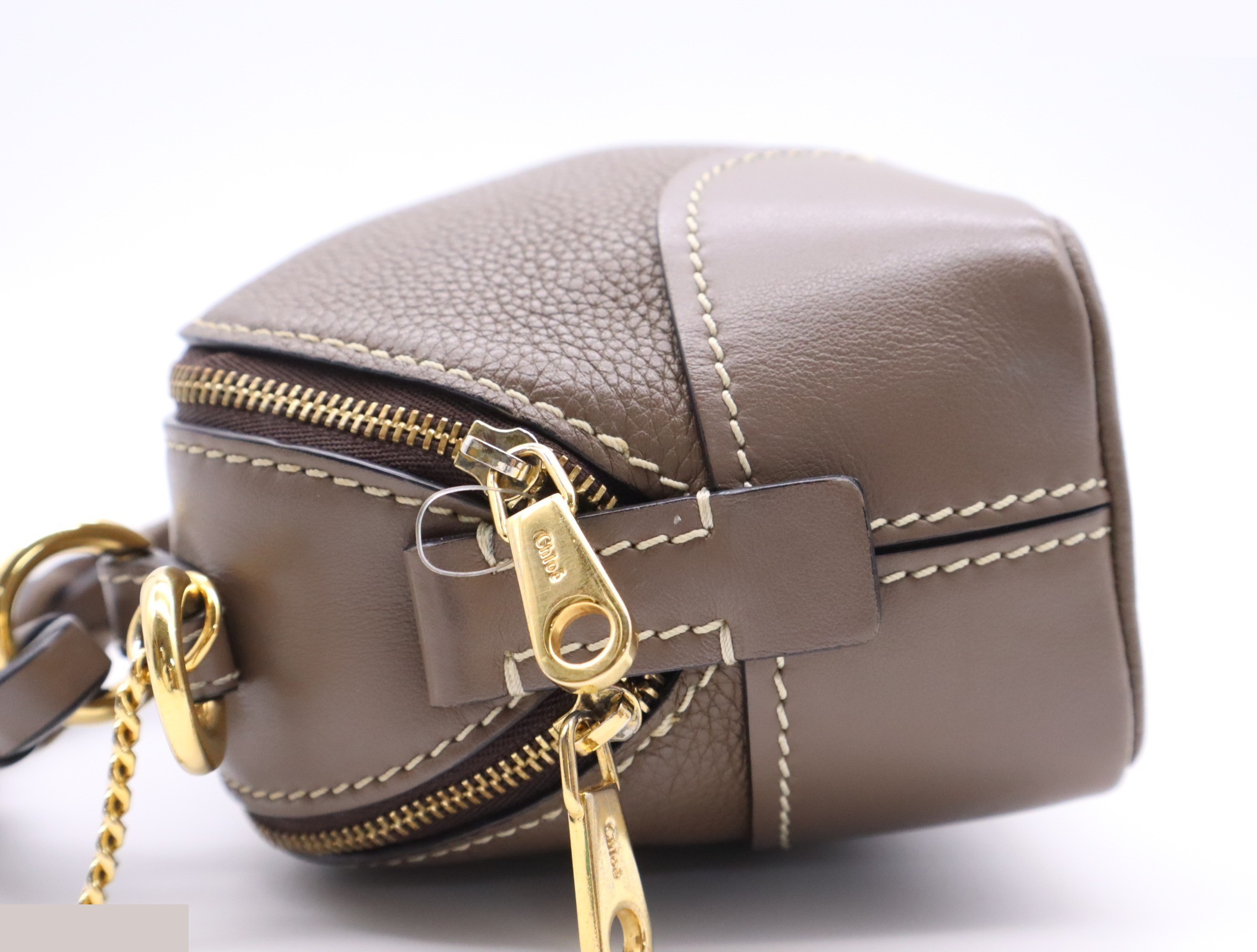 Leather Dahlia Leather 2-Way Handbag Brown Gold Hardware — view 3