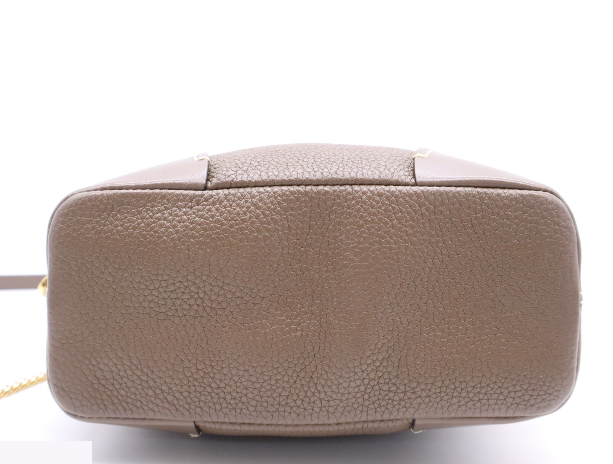Leather Dahlia Leather 2-Way Handbag Brown Gold Hardware — view 4