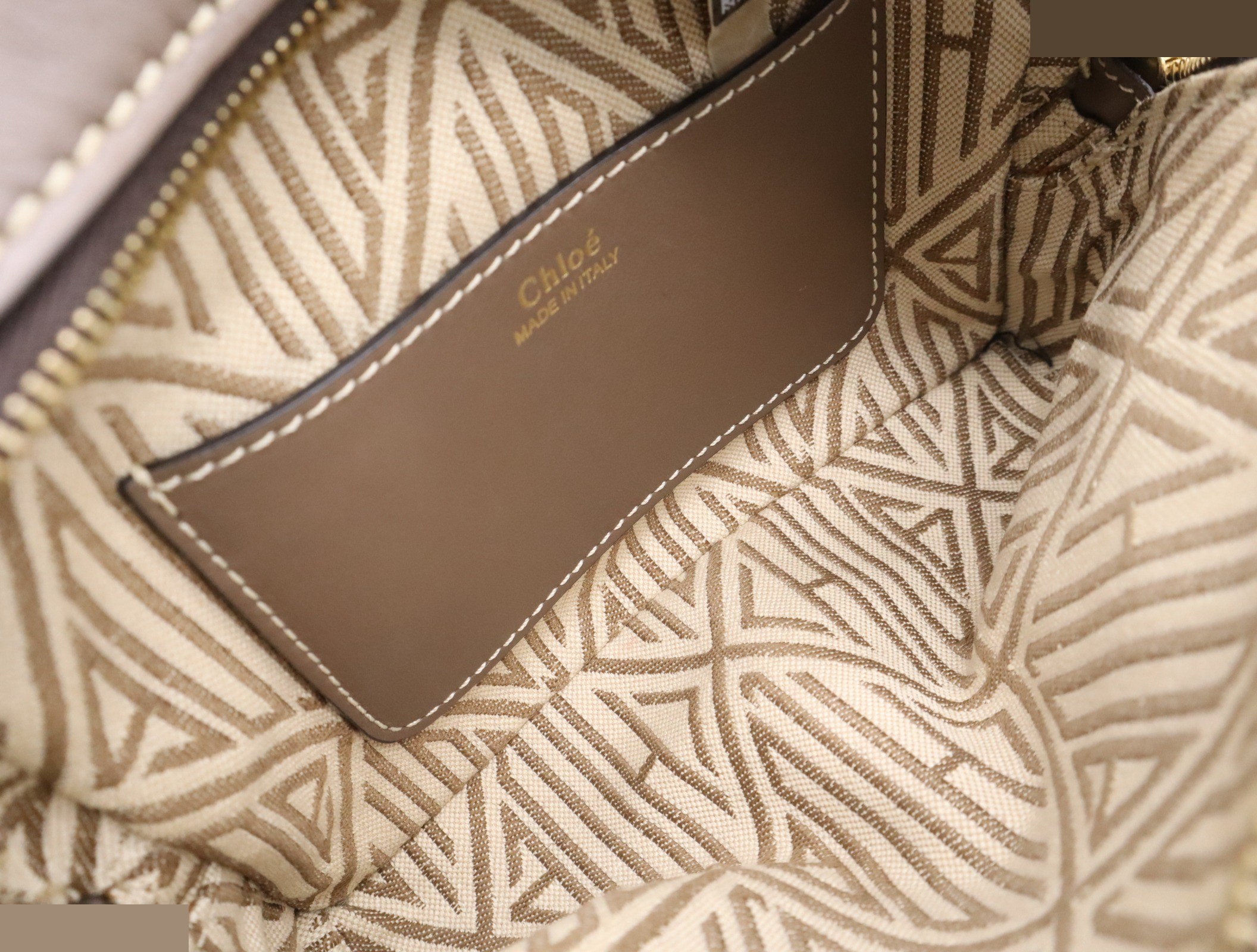 Leather Dahlia Leather 2-Way Handbag Brown Gold Hardware — view 8
