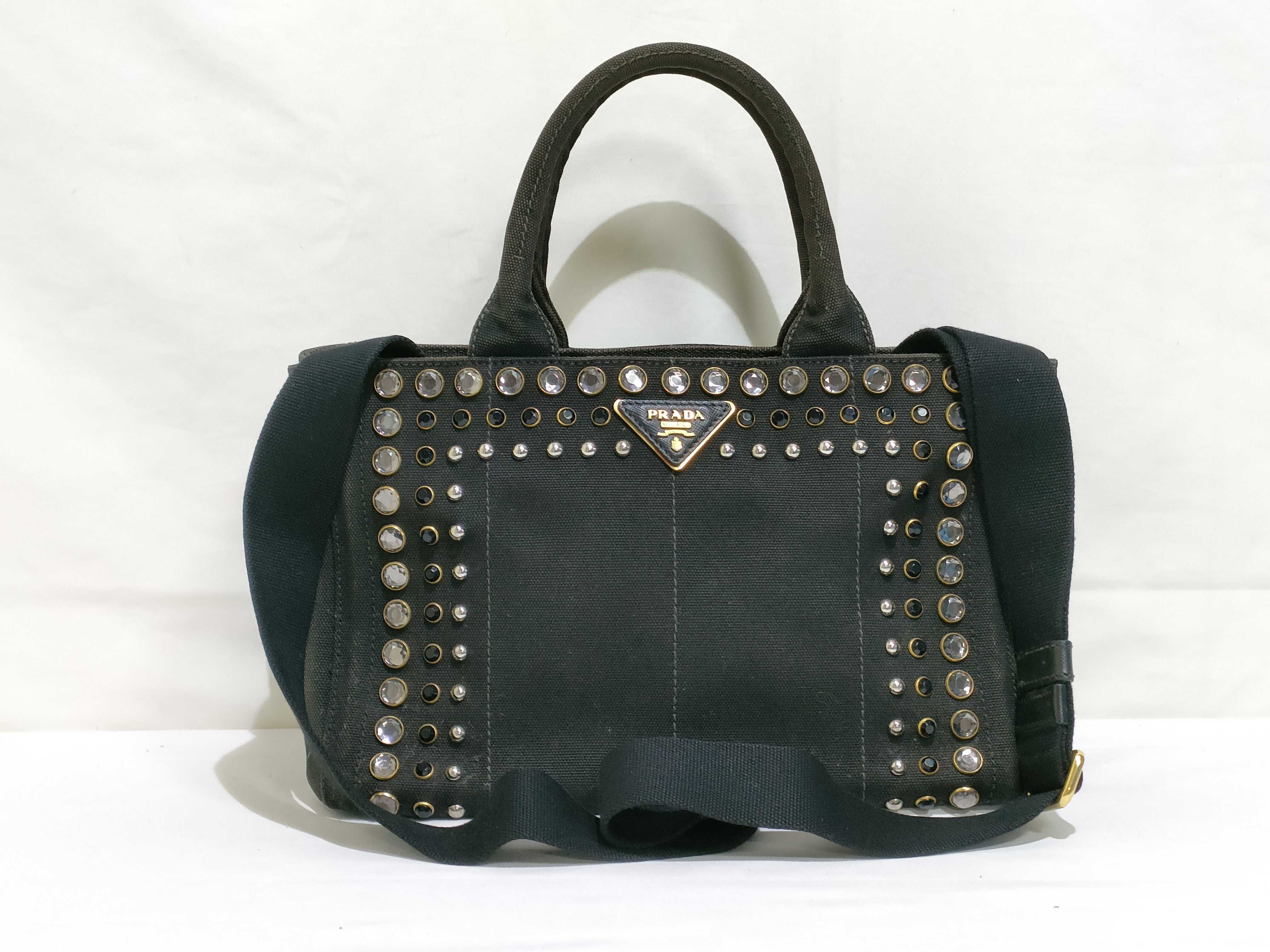 Bijou Canapa Canvas 2-Way Handbag Black B24390 Handbag