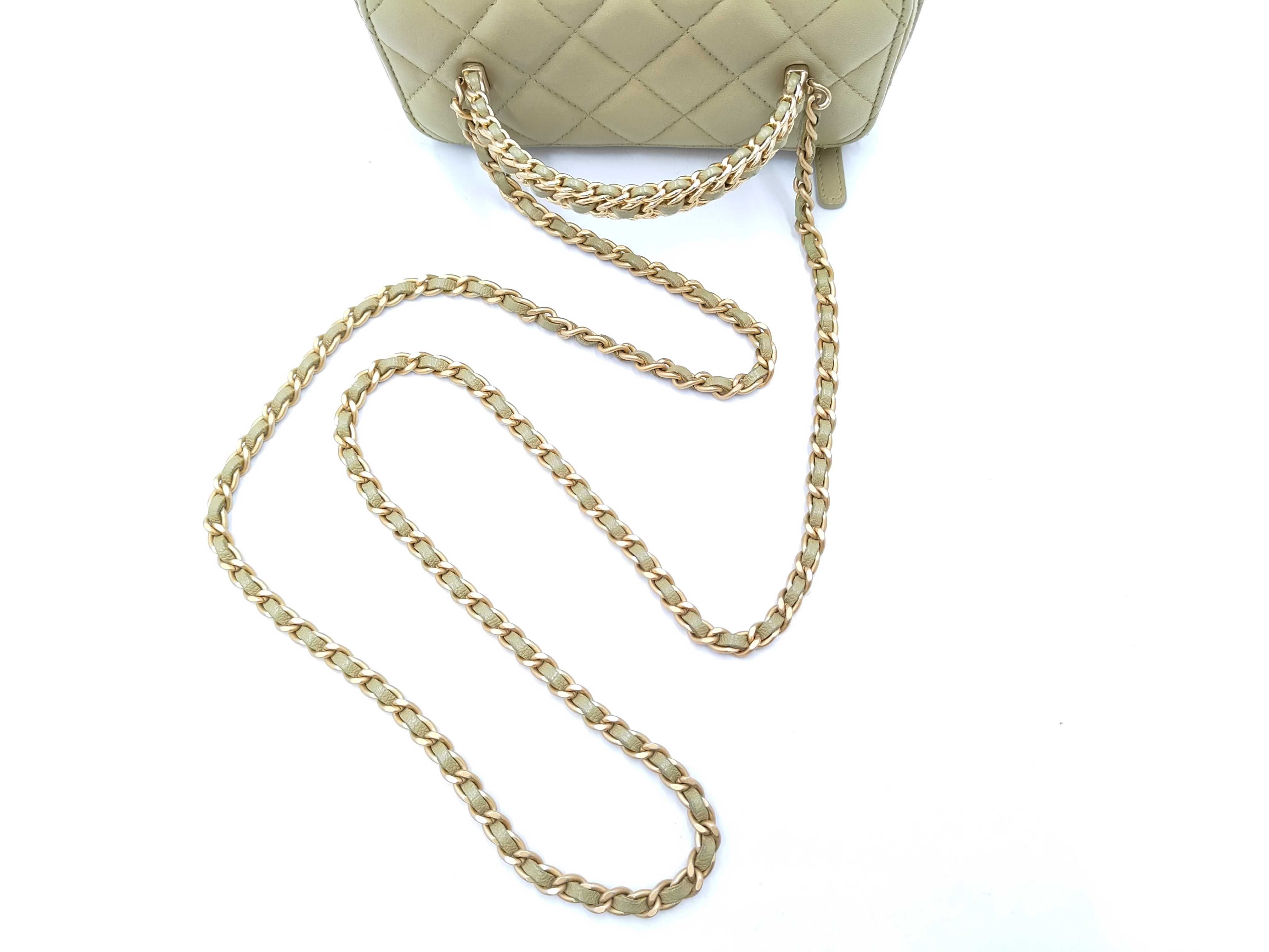 Matelassé Mini Vanity Bag, Yellow Lambskin, Chain Handle, Gold Hardware, Handbag — view 3
