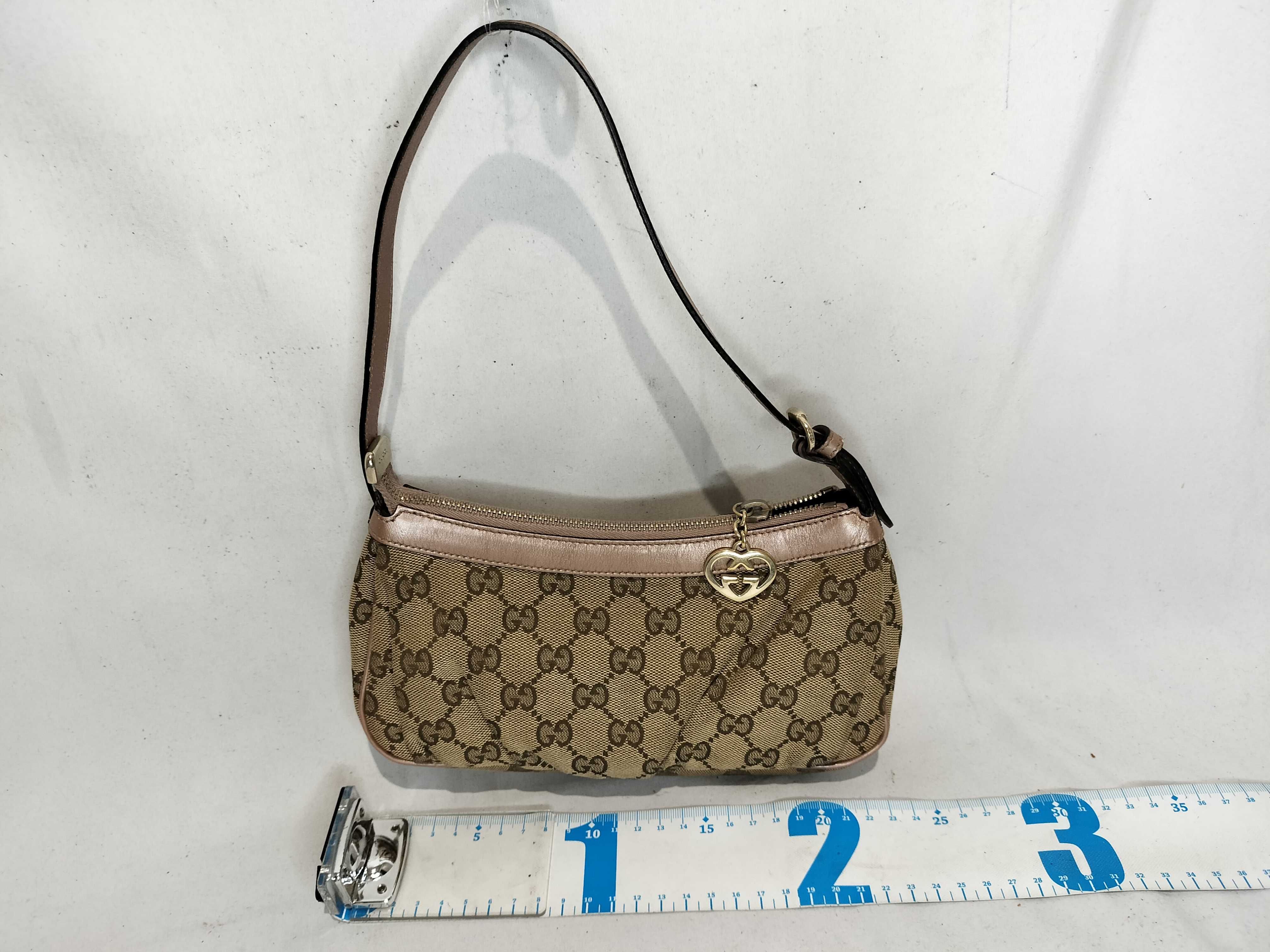 Pink Canvas GG Monogram Heart Zipper Pull Shoulder Bag No. 1 Handbag — view 2