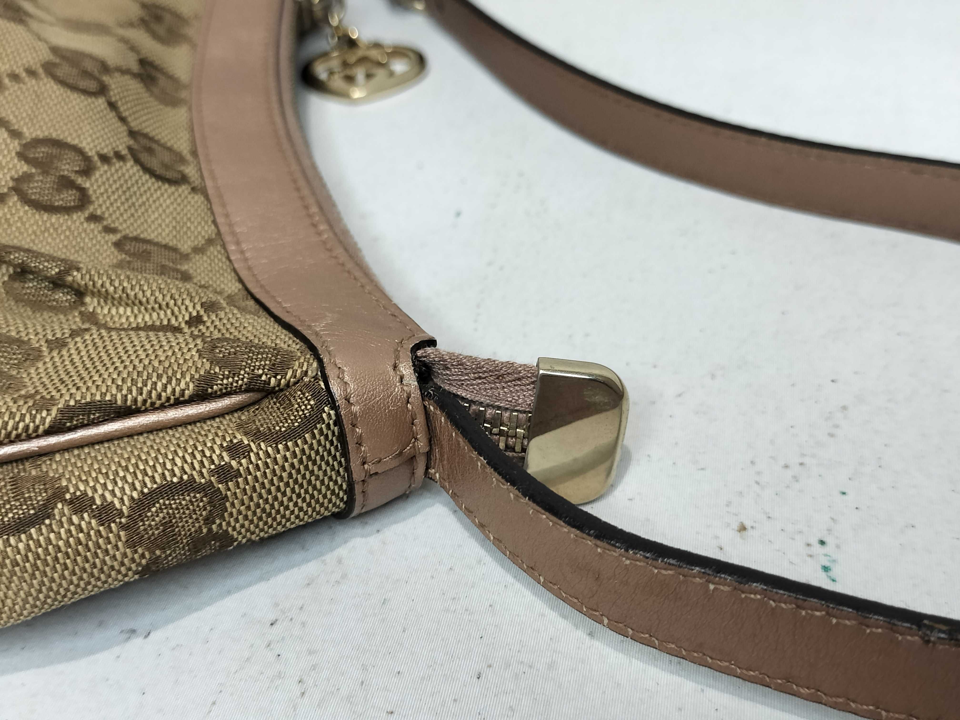 Pink Canvas GG Monogram Heart Zipper Pull Shoulder Bag No. 1 Handbag — view 5