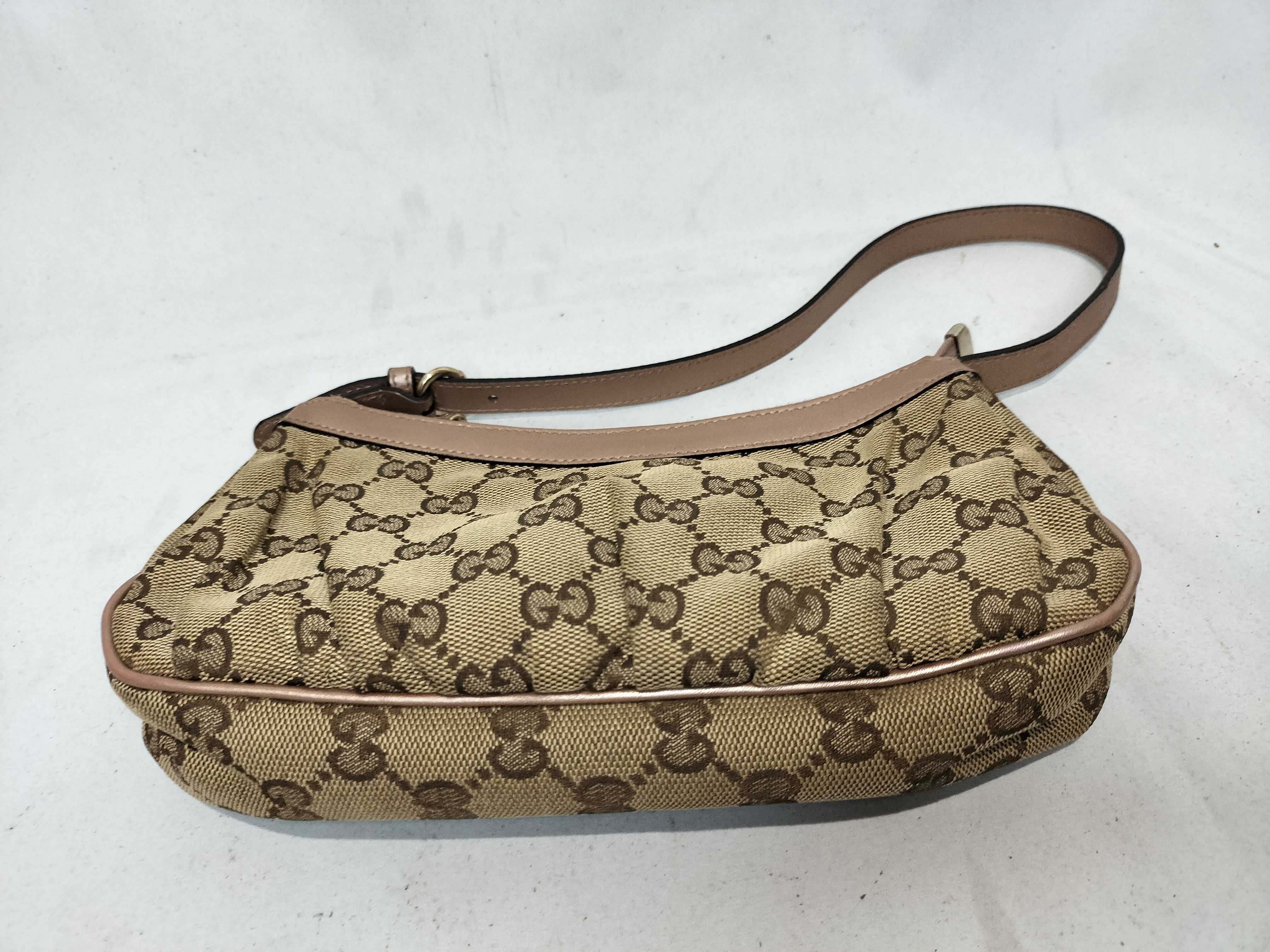 Pink Canvas GG Monogram Heart Zipper Pull Shoulder Bag No. 1 Handbag — view 7