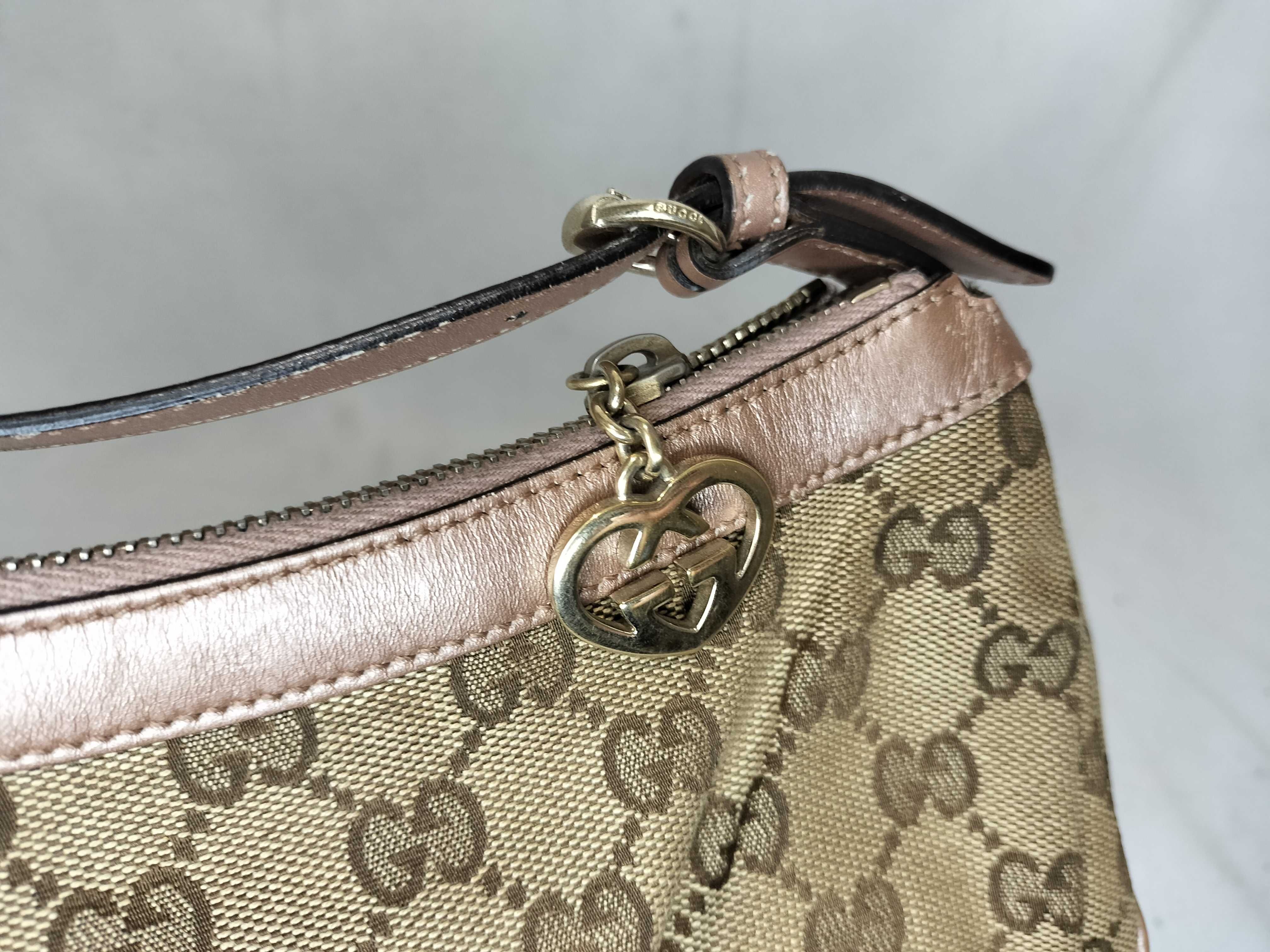 Pink Canvas GG Monogram Heart Zipper Pull Shoulder Bag No. 1 Handbag — view 8