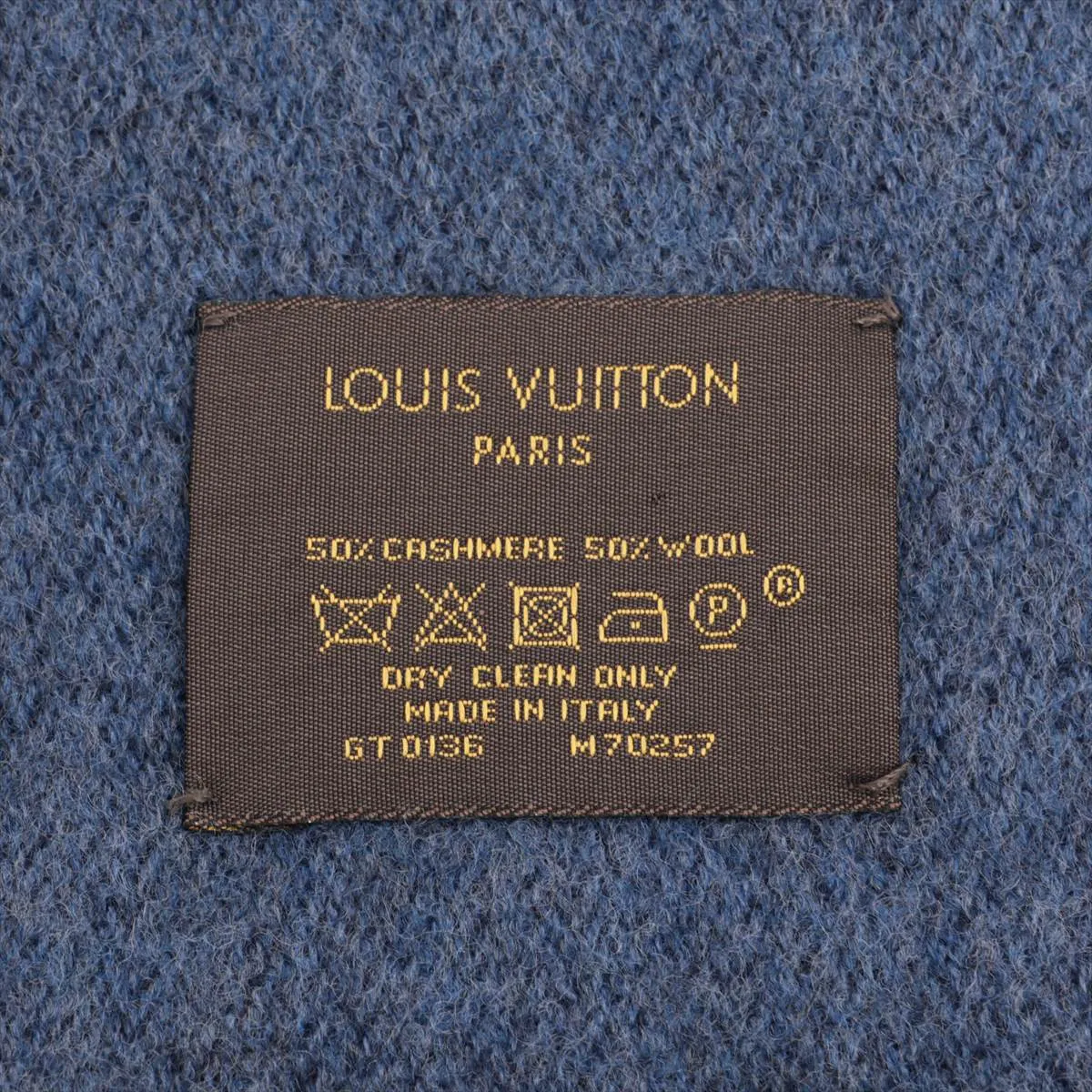 M70257 Echarpe Monogram Gradient GT0136 Scarf, Wool x Cashmere, Navy. Shows signs of wear, — view 3