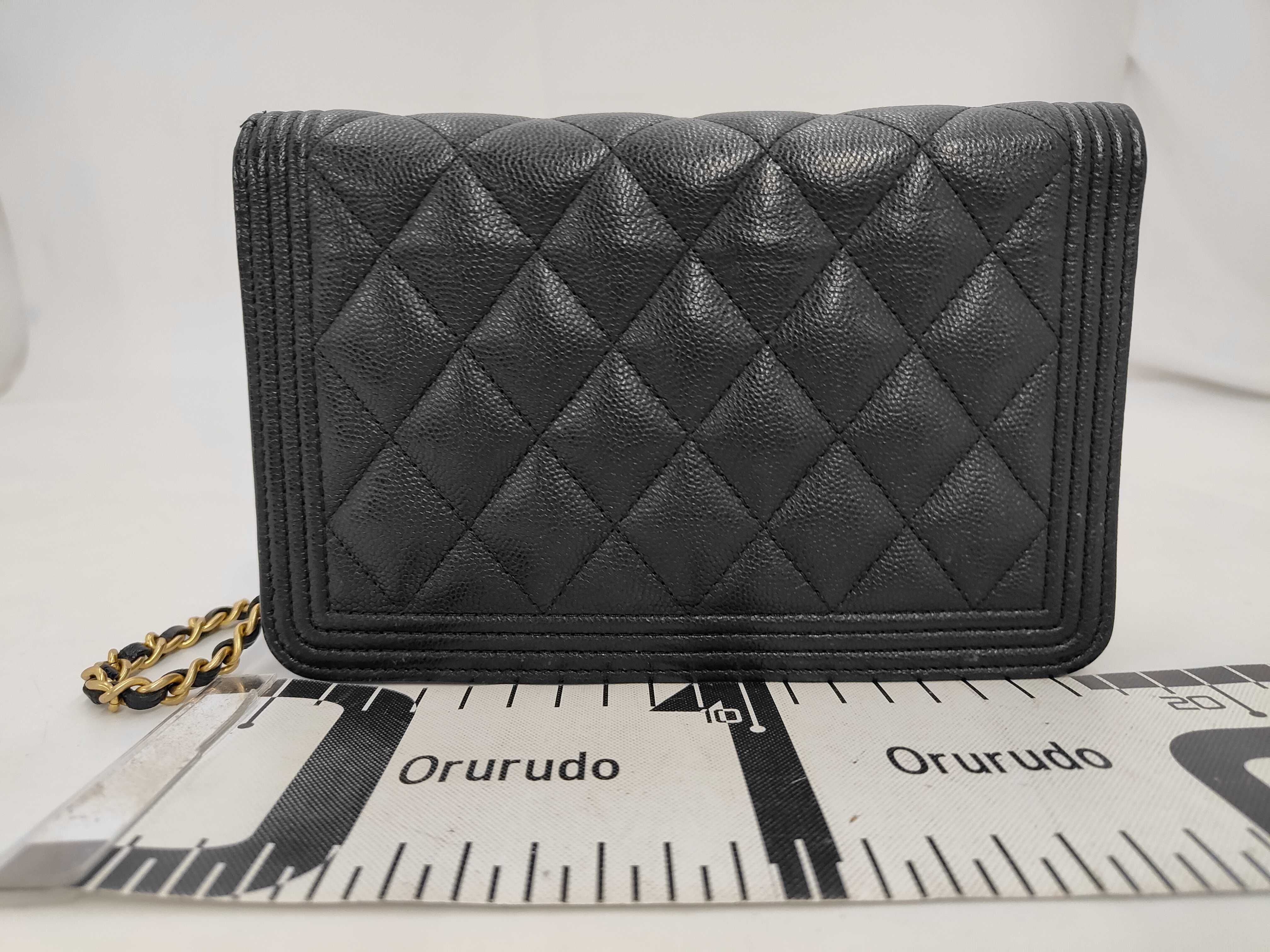 Caviar Skin Boy Chanel Chain Wallet Black Shoulder Bag — view 2