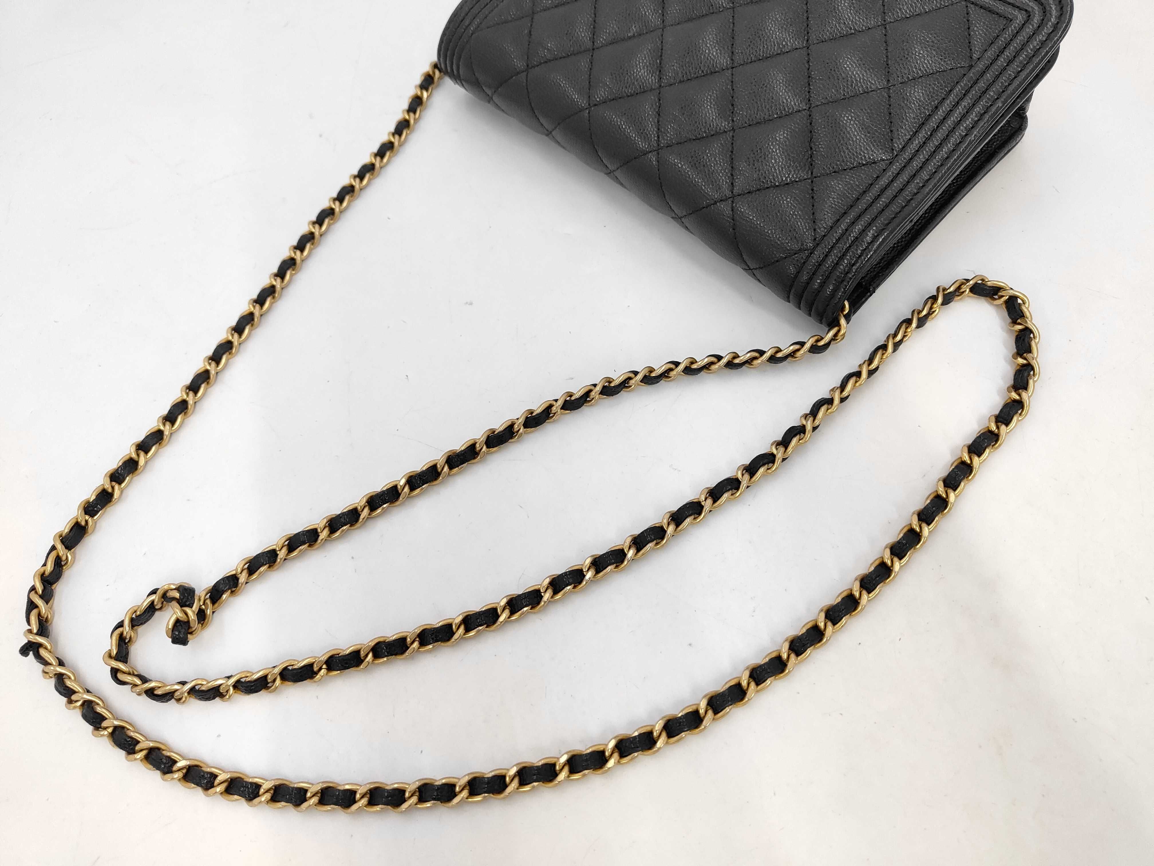 Caviar Skin Boy Chanel Chain Wallet Black Shoulder Bag — view 3