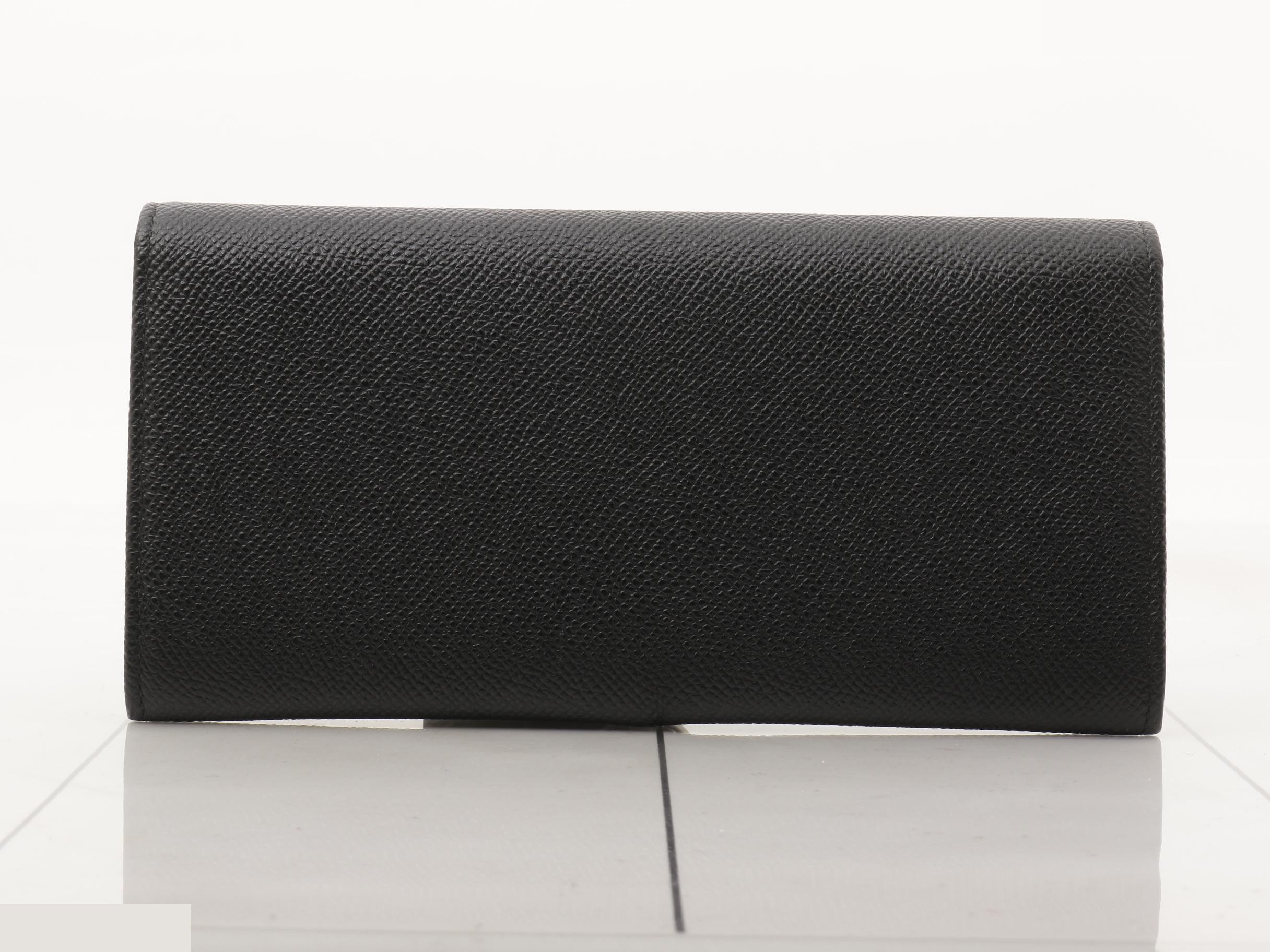 Bi-fold Long Wallet, Black Leather — view 2