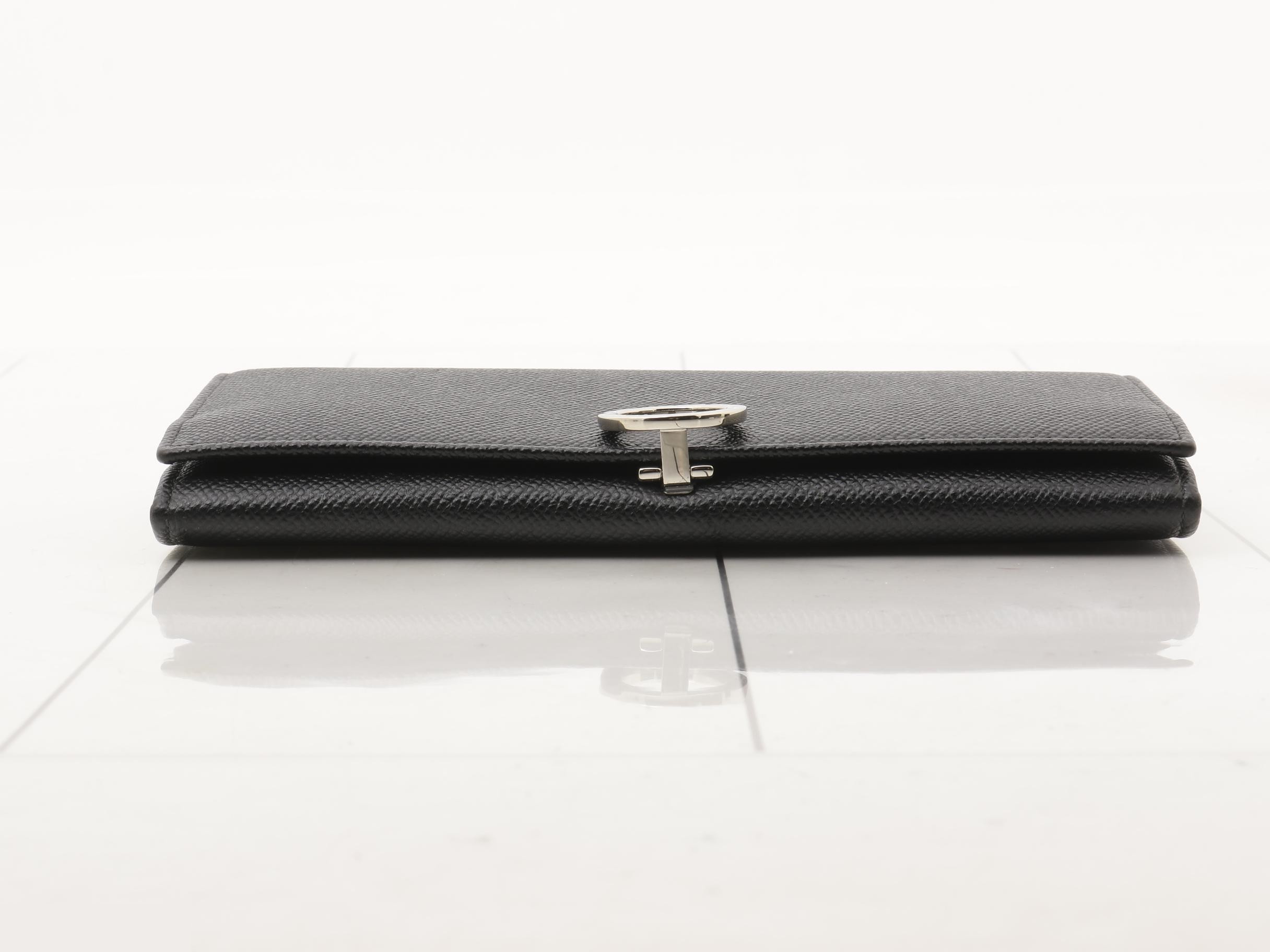 Bi-fold Long Wallet, Black Leather — view 3