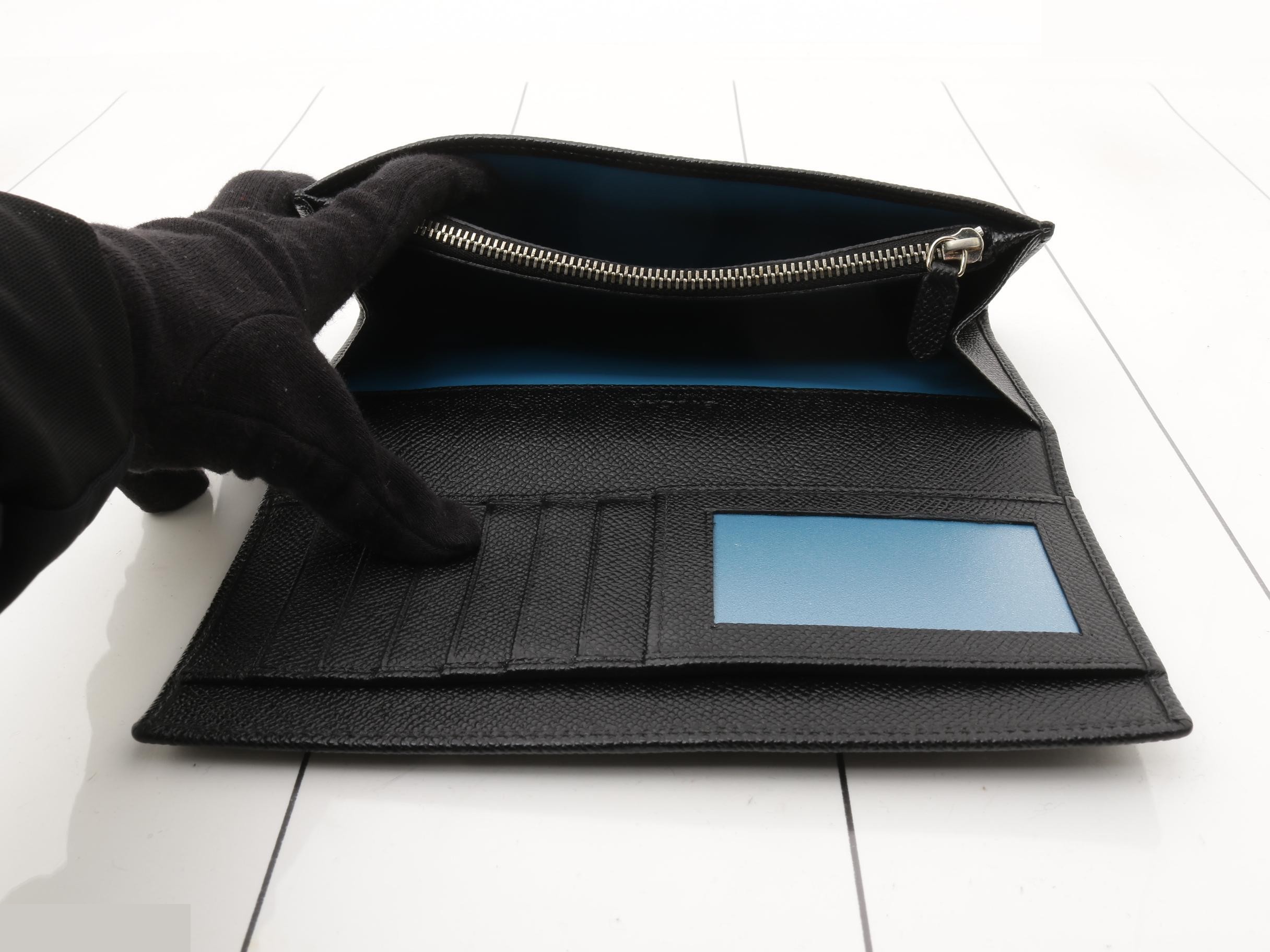 Bi-fold Long Wallet, Black Leather — view 4