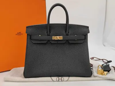 Birkin 35 Togo Black Gold Hardware G Stamp Handbag
